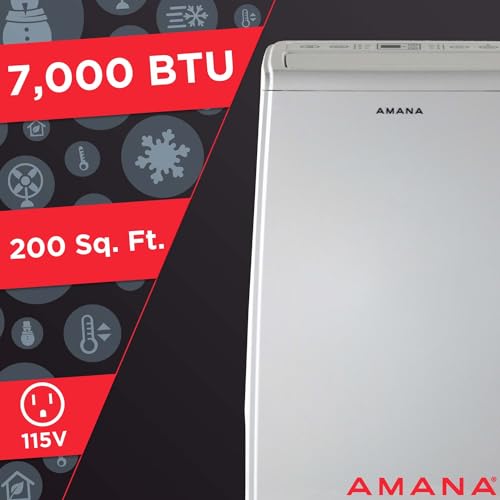 Amana Portable Air Conditioner - 8000 BTU Cooling Power, Energy Efficient AC Unit with Remote Control for Home, Office & Bedroom - Perfect for Summer Cooling & Small Spaces