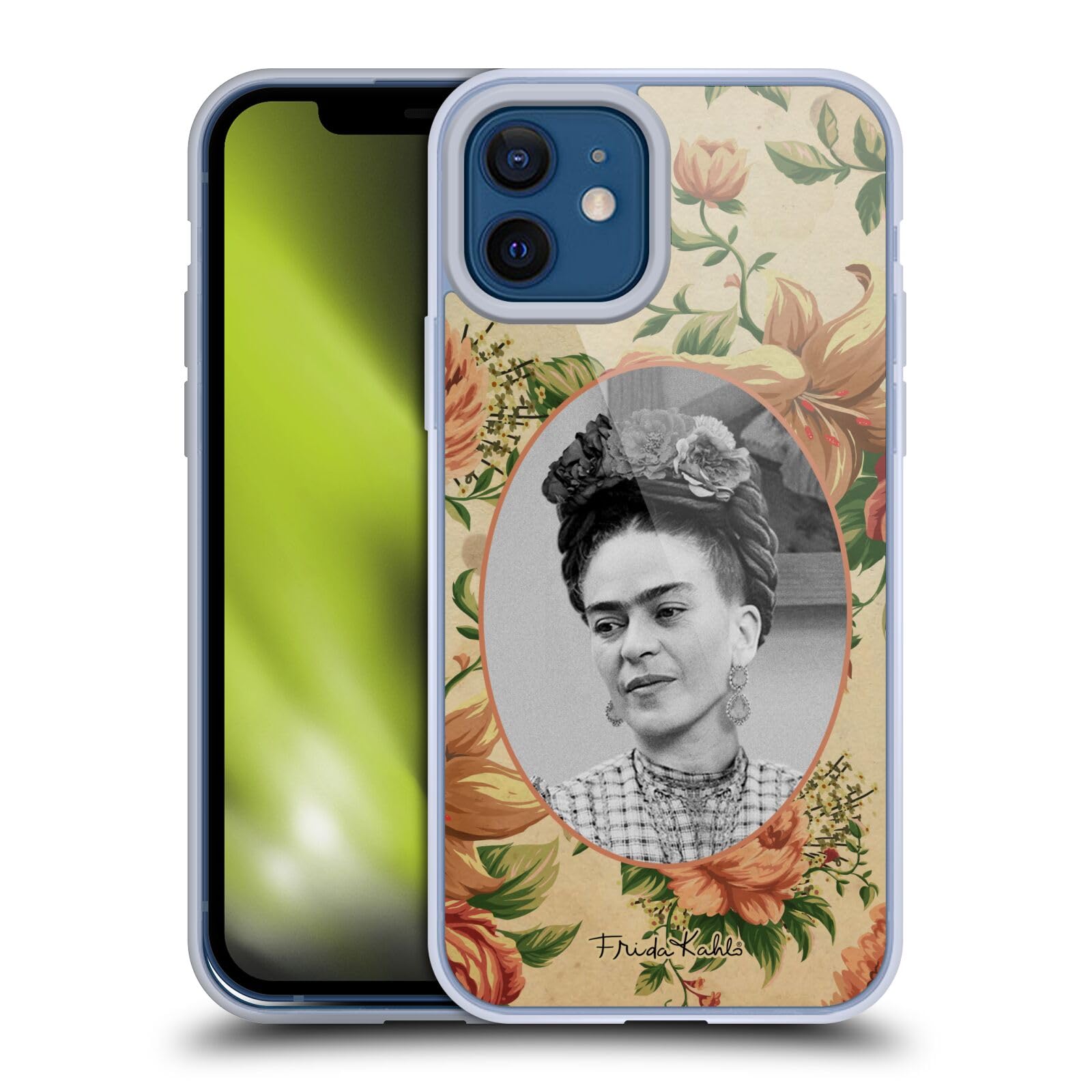 Head Case Designs 官方授权 Frida Kahlo 花卉肖像与名言 iPhone 12/12 Pro 软胶保护壳 - 艺术风格手机壳，适合日常使用与礼品赠送