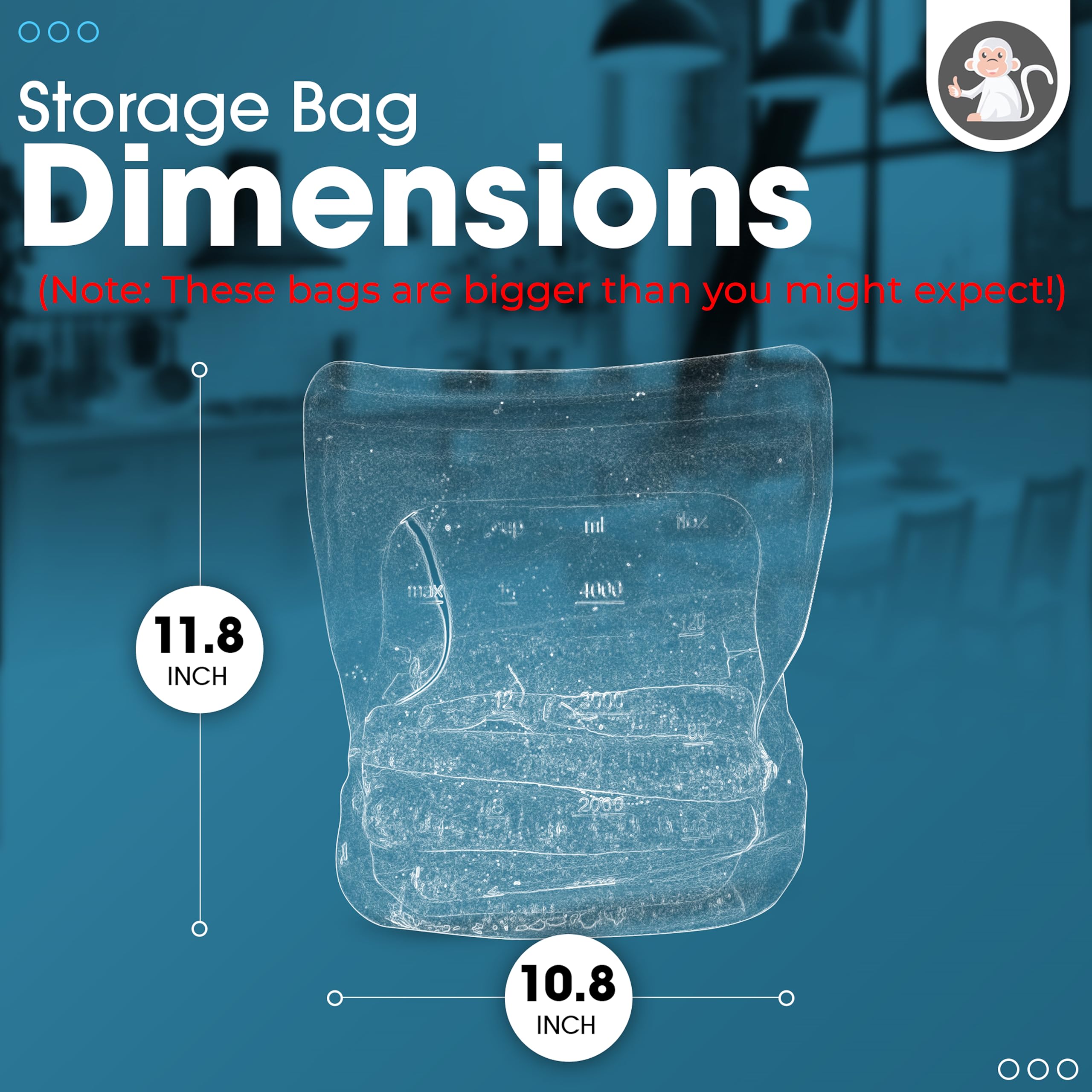Reusable Silicone Sous Vide Bag - 1 Gallon (135oz) XXL Food Storage Bag | Freezer Safe, Zero Waste Kitchen Container | Perfect for Sous Vide Cooking, Meal Prep & Kitchen Organization | Great for Vacuum Sealing, Freezing & Storing Leftovers