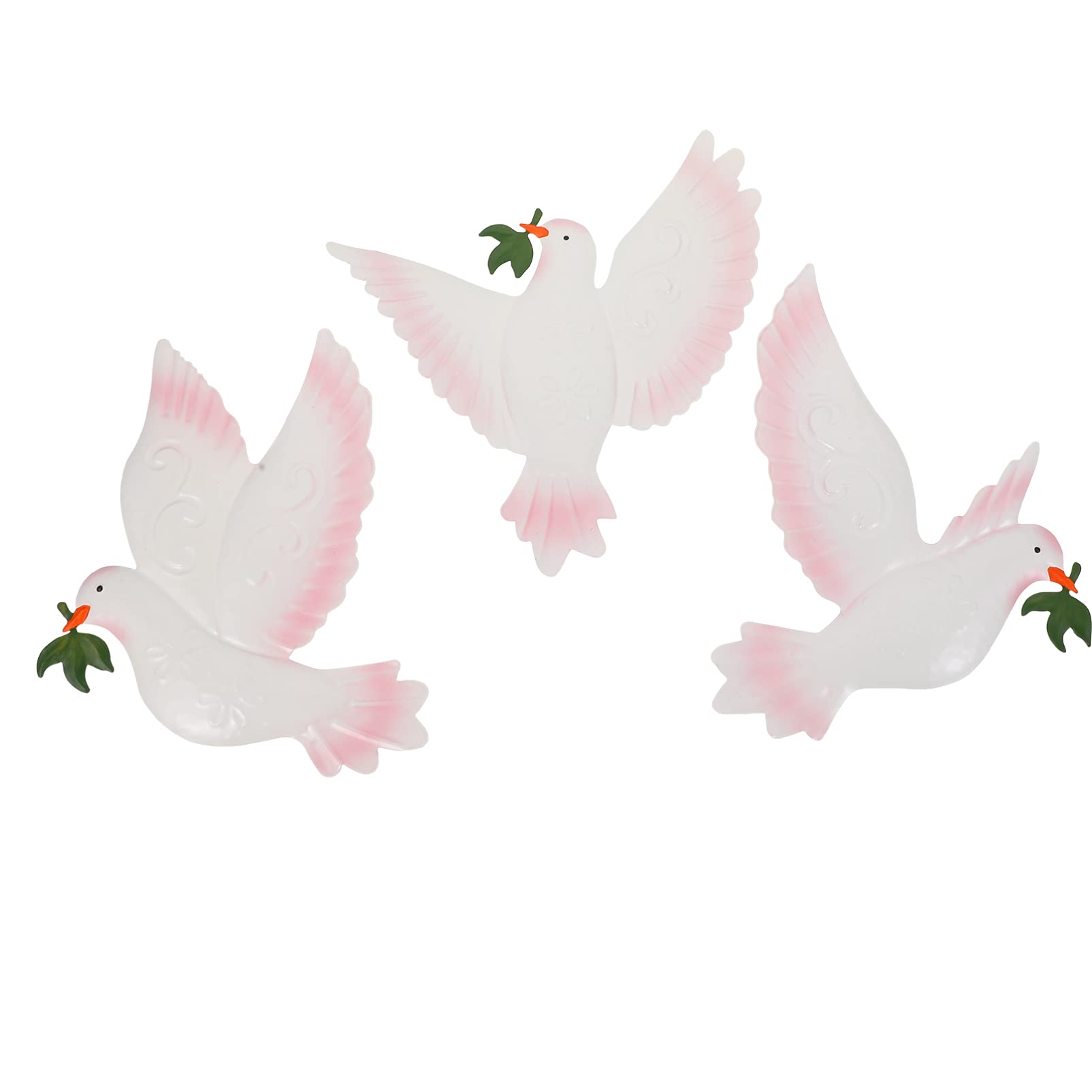 3Pcs Metal Flying Dove Wall Decor - Handcrafted Peace Bird Sculptures for Living Room, Garden & Spiritual Spaces - 3D Wall Art Hanging Decorations for Home & Outdoor