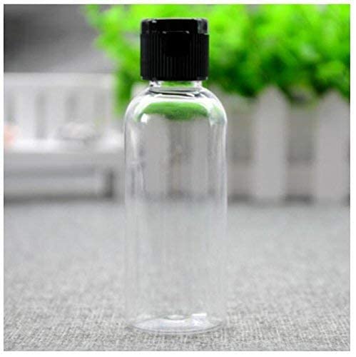 12 Pack 50ml Clear Refillable Travel Size Plastic Bottles - Leak Proof Squeeze Cosmetic Containers with Black Flip Cap for Toiletries, Shampoo, Lotion, Essential Oils - Perfect for Travel, Gym, Home & DIY Projects
