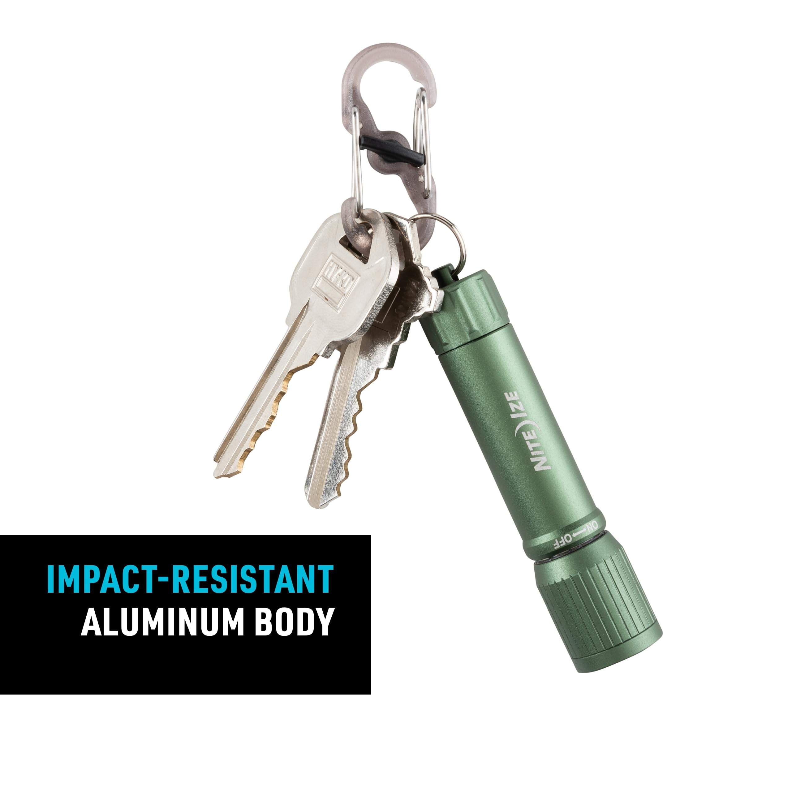 Nite Ize Radiant 100 Keychain Flashlight - 100 Lumen Waterproof Mini LED Flashlight for Keys, Backpacks & Outdoor Gear - Perfect for Camping, Hiking, Emergencies & Nighttime Safety - Olive Green