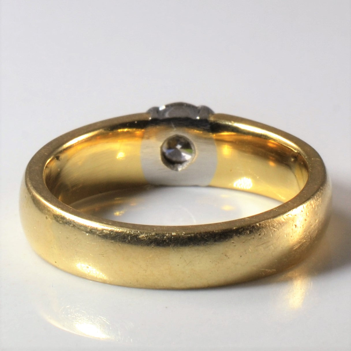 18K Gold Semi Bezel Set Diamond Ring - 0.57ct Round Brilliant Cut, Size 7 | Elegant Engagement & Wedding Band for Women | Perfect Gift for Anniversary, Proposal or Special Occasion