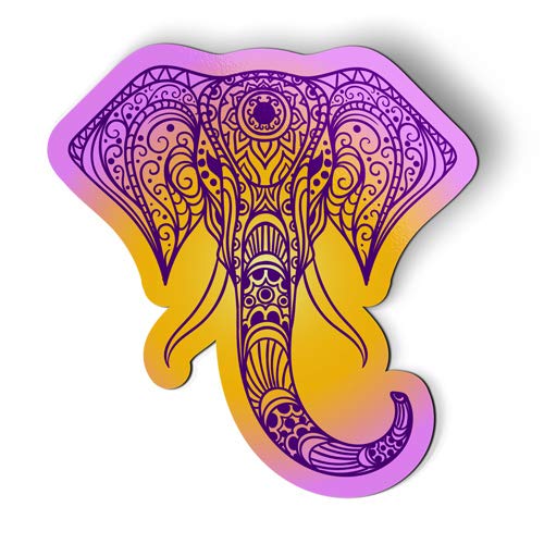 Elephant Henna Purple Magnet - 3 Inch Strong Fridge & Locker Decoration for Cars, Home & Office | Perfect for DIY Crafts, Gifts & Decorative Use
