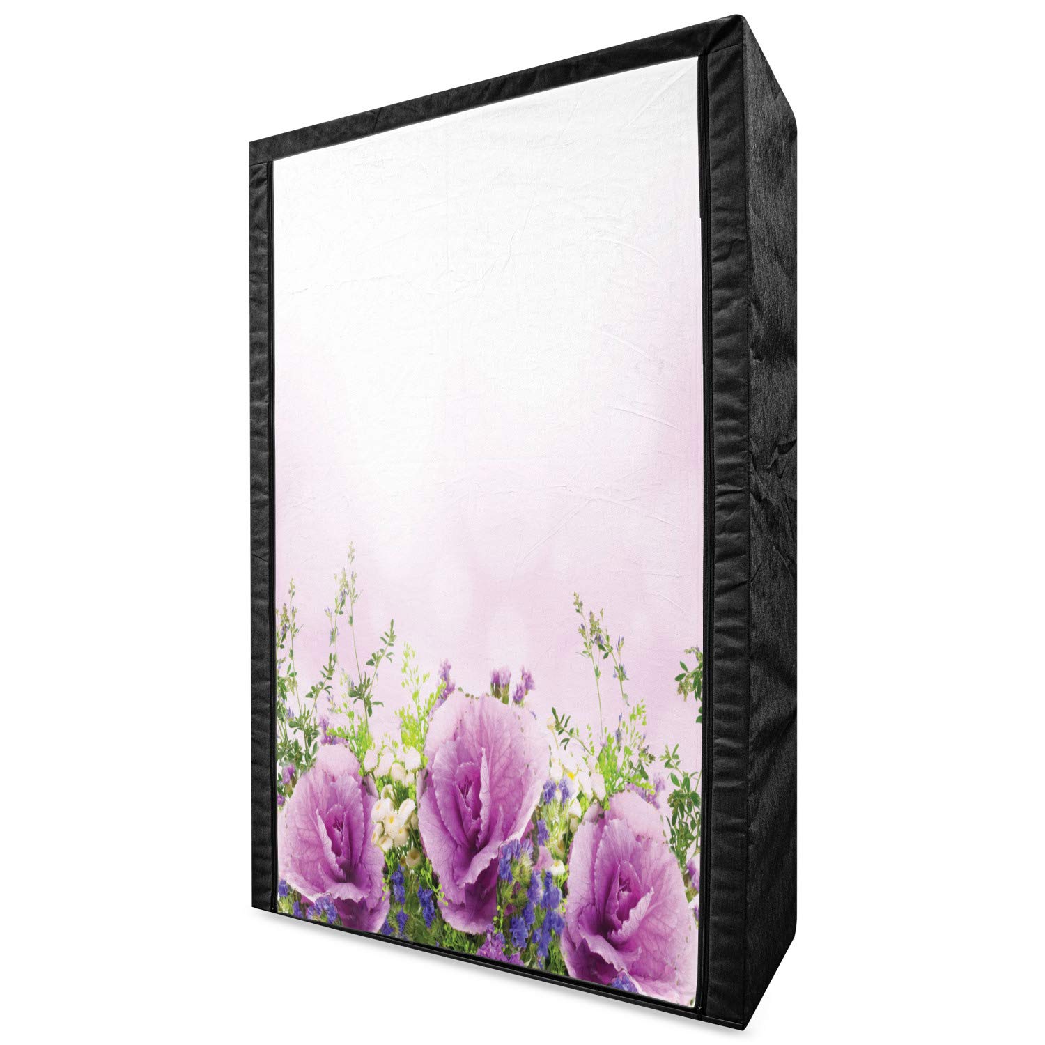 Ambesonne Floral Fabric Wardrobe - Portable Closet Organizer with Shelves, 42.5 Inch, Lavender Green - Spring Cabbage Flower Design for Bedroom, Dorm, or Guest Room Storage Solution