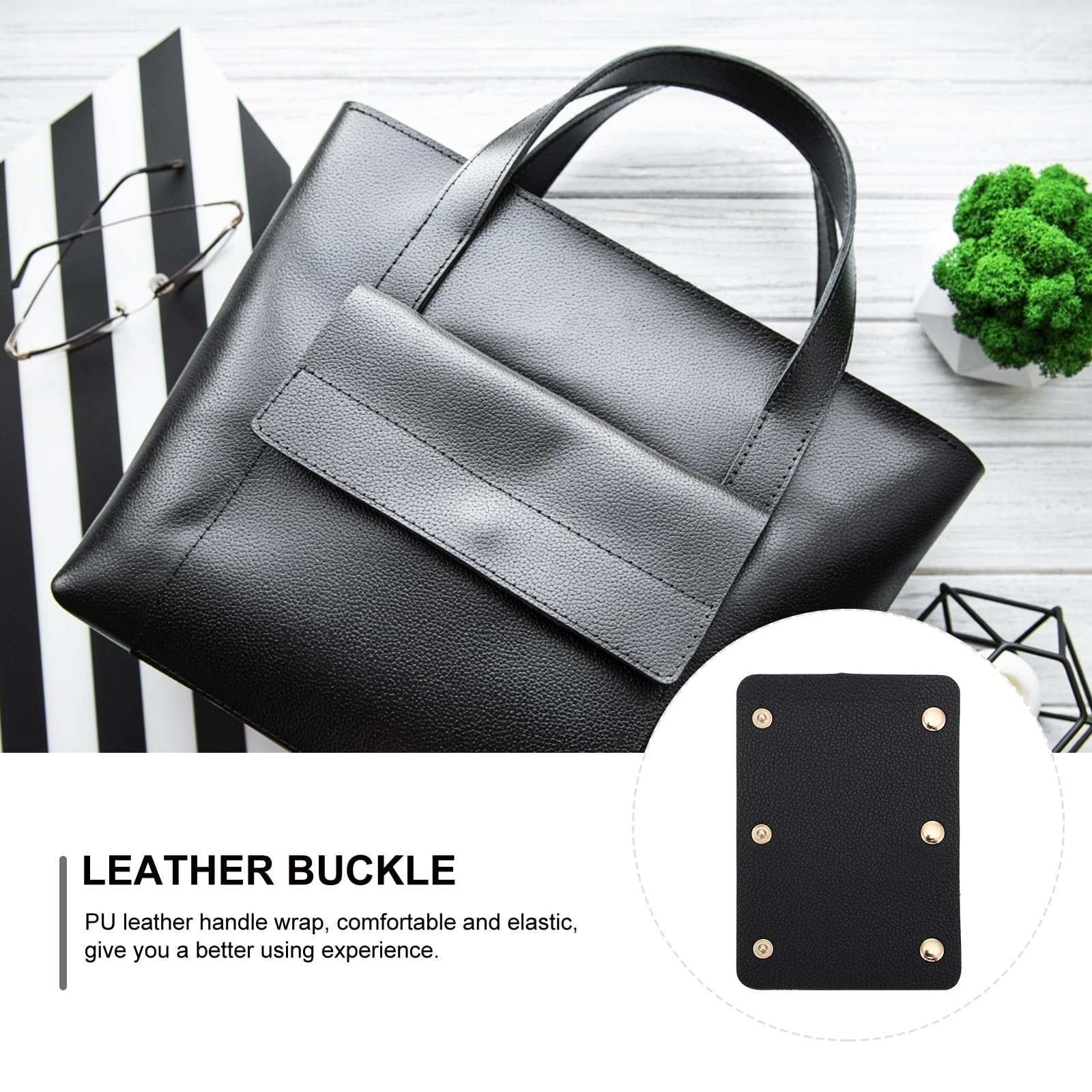 VALICLUD 2-Pack Premium PU Leather Purse Handle Covers - Soft Travel Bag Handle Wraps for Luggage, Handbags & Wallets (Black) - Protect Hands & Enhance Grip for Comfortable Travel & Shopping