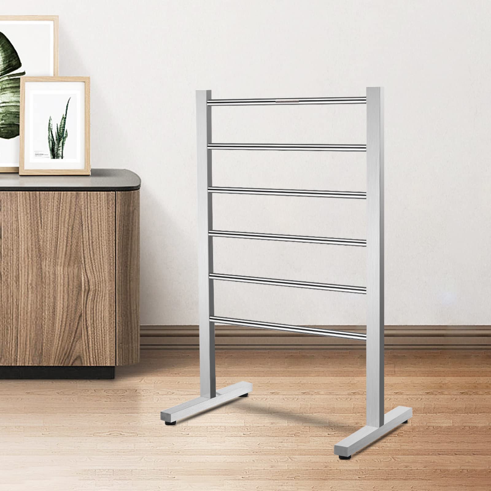 Portable Electric Towel Warmer & Drying Rack - 6 Stainless Steel Bars, 65W Fast Heating for Bathroom, Spa & Home Use - Chrome Polish Finish (ETW78-1) | Perfect for Cozy Baths, Hotel-Style Luxury & Quick Drying