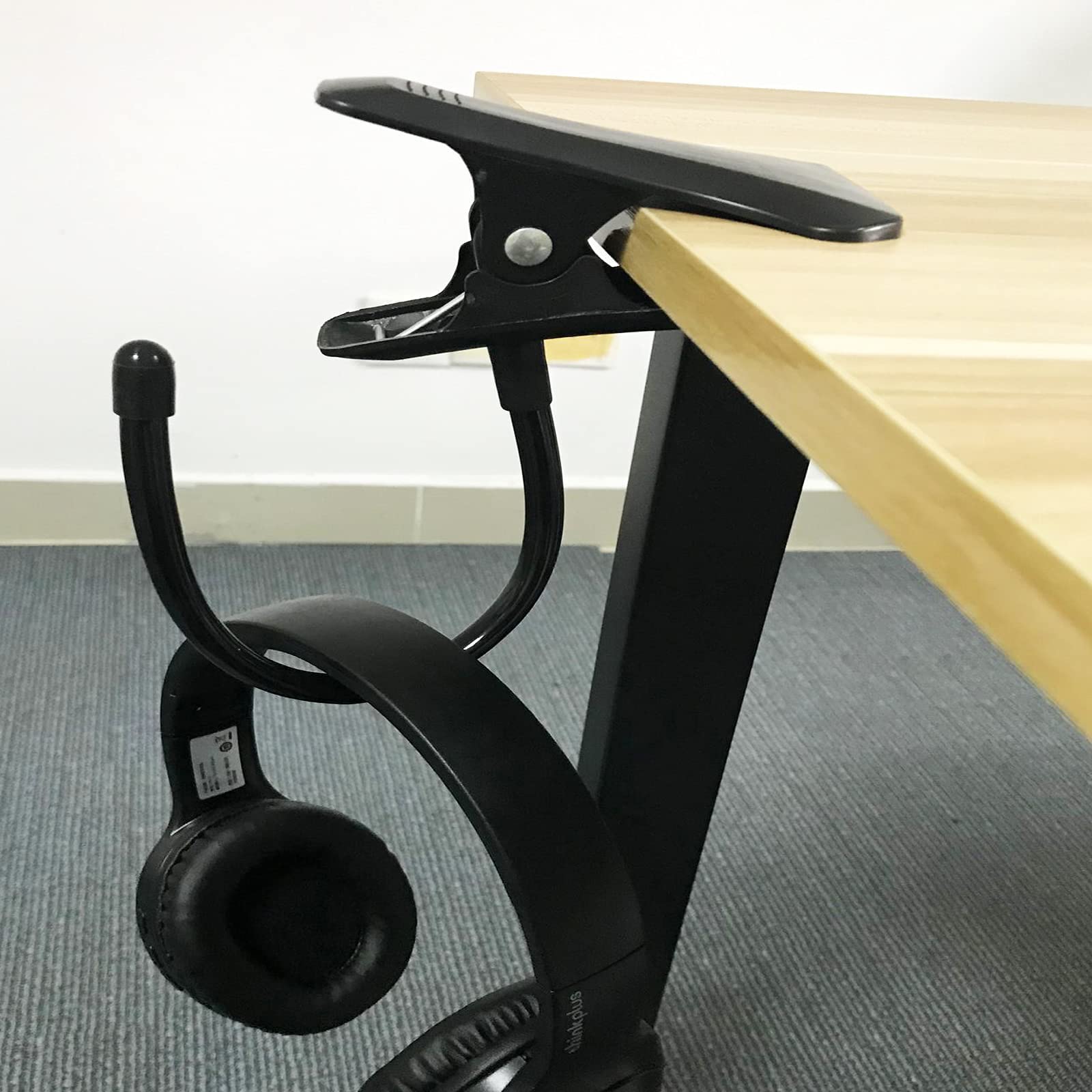 AUXPhome Adjustable Headphone Hook Holder - Desk Mount Hanger for Headphones & Headsets - Clamp-On Style Fits Thick Desks (50MM) - Vertical & Horizontal Mounting - Perfect for Office, Gaming & Home Workspace Organization
