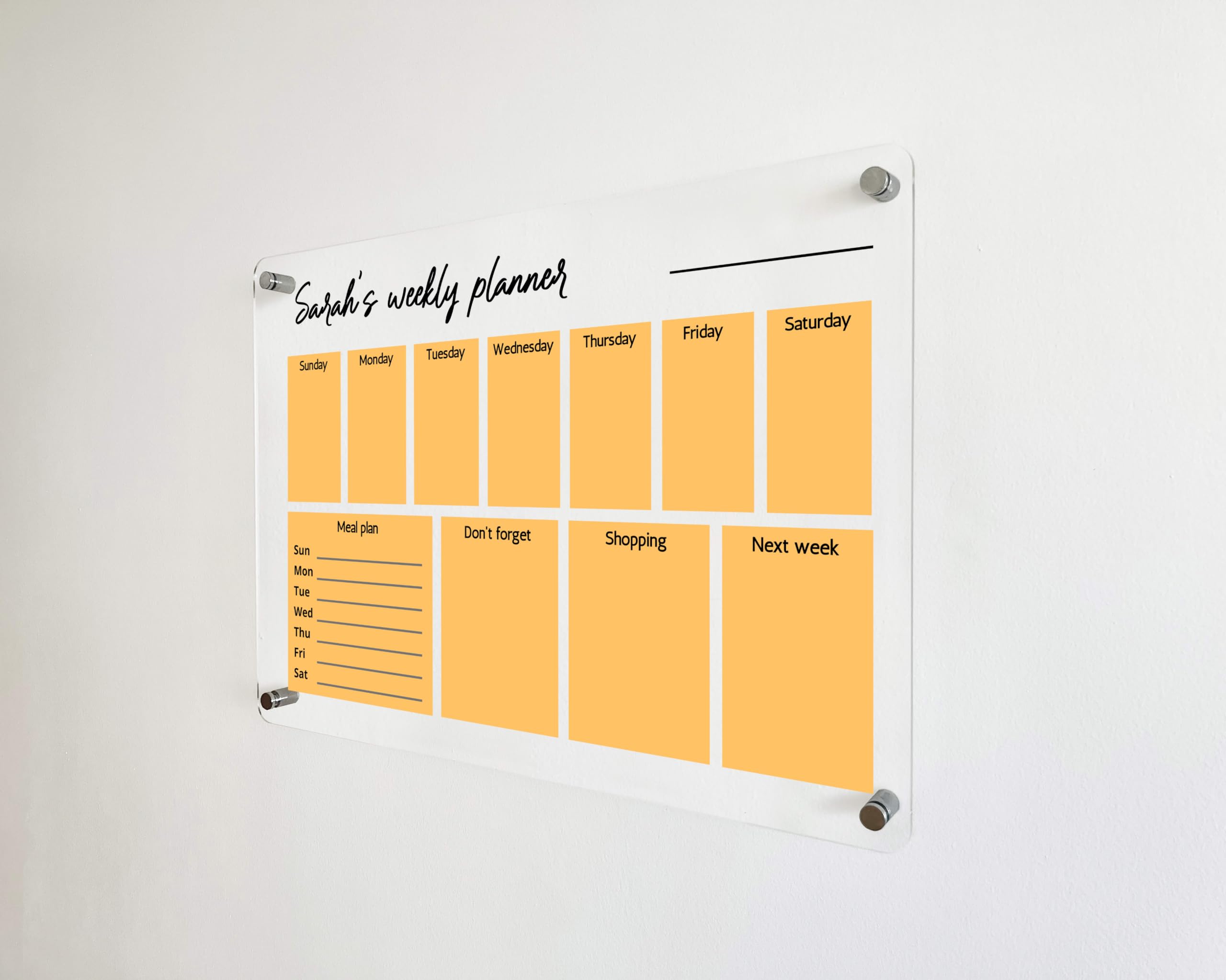 Personalized Acrylic Family Planner Wall Calendar 2025 - Dry Erase Monthly & Weekly Transparent Calendar for Home, Office & School Organization - Perfect for Kitchen, Fridge & Family Planning