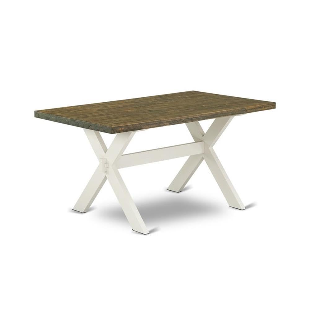 East West Furniture 5-Piece Kitchen Table Set for 4 - 36x60 Inch Rectangle Dining Table with X-Legs & 4 Cream Linen Fabric Chairs - Modern Dining Room Furniture for Small Spaces, Breakfast Nooks & Family Gatherings