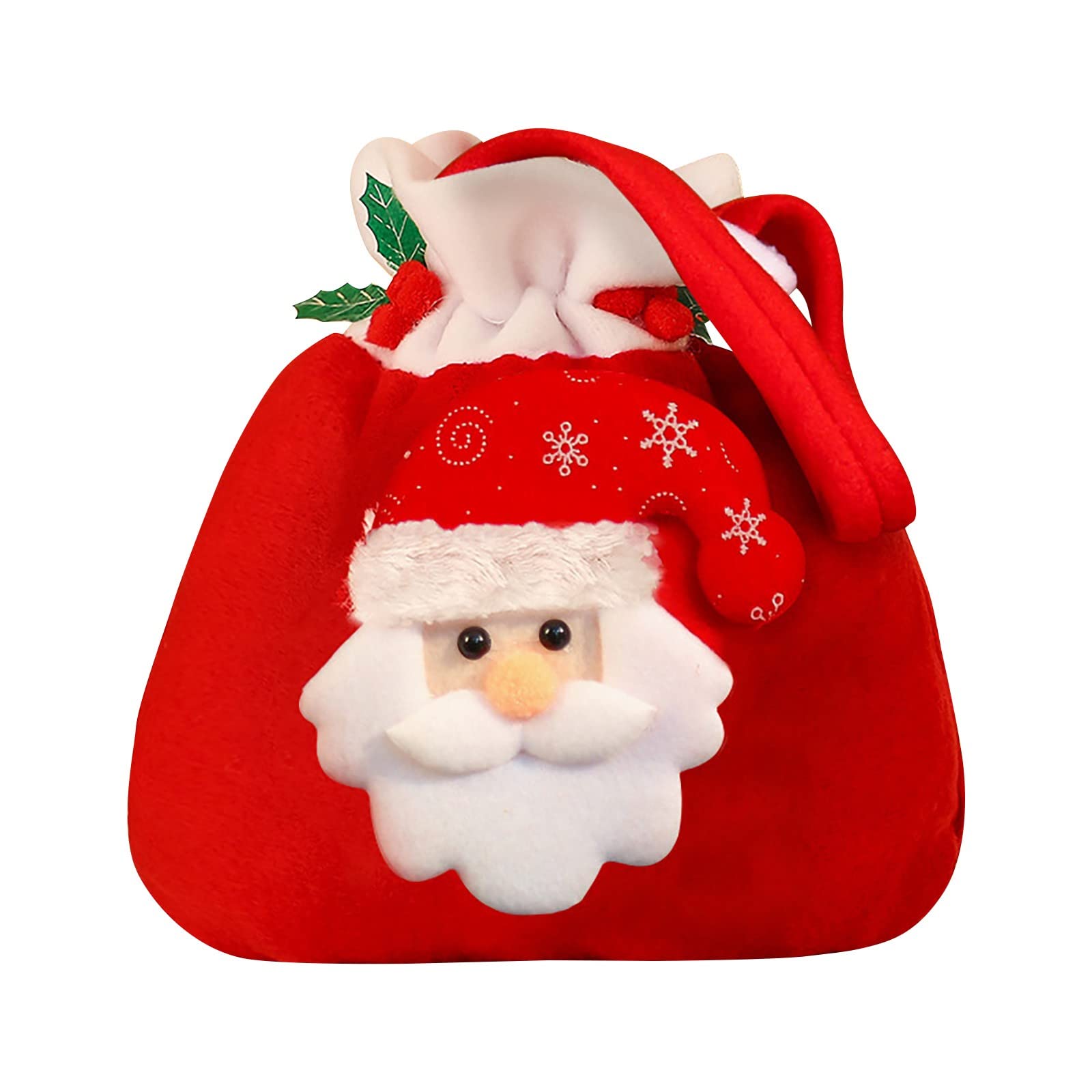 3D Christmas Fabric Gift Bags - Double Cereal Candy Storage Pouch with Lids | Santa Snowman Themed Wrapping Bags for Holiday Treats, Food Preservation & Desktop Decoration | Perfect for Christmas Parties, Gift Wrapping & Seasonal Home Decor