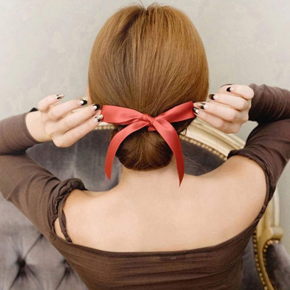 6 Pcs Ribbon Bow Hair Bun Maker Sponge - Magic French Twist Bun Holder, Hair Donuts for Updo & Chignon - Hair Styling Tool for Women & Girls (Random Colors) - Perfect for Parties, Weddings & Everyday Hairstyles