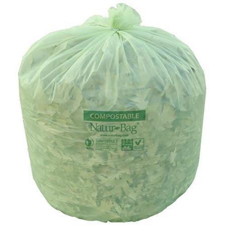 16x17 Inch Compostable Nature Tec 0.65 Mil Trash Bags (500 Count) - Eco-Friendly Kitchen & Yard Waste Disposal for Home & Commercial Use