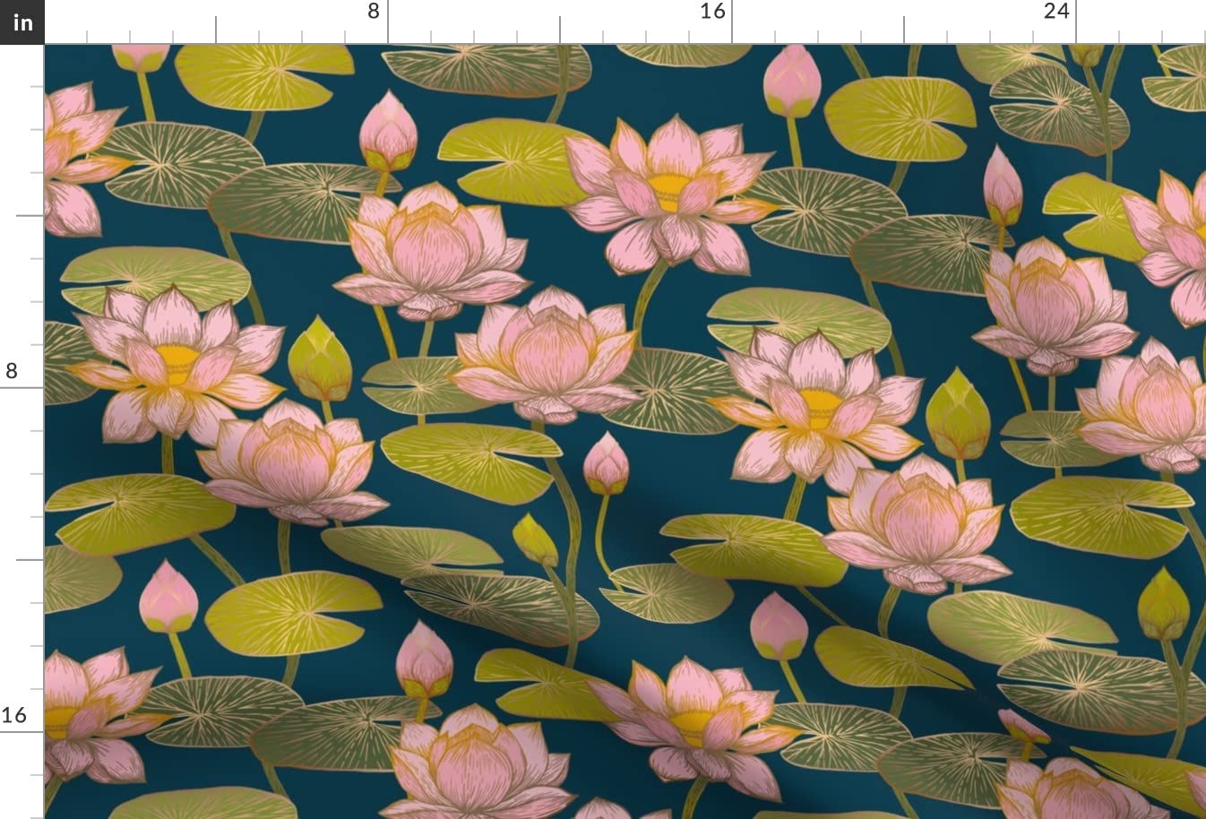 Lotus Blossom Printed Satin Fabric by The Yard - Premium Sewing Material for Apparel, Lining, Fashion, Blankets & Home Decor | Mindful Floral Design for Peaceful Living Spaces