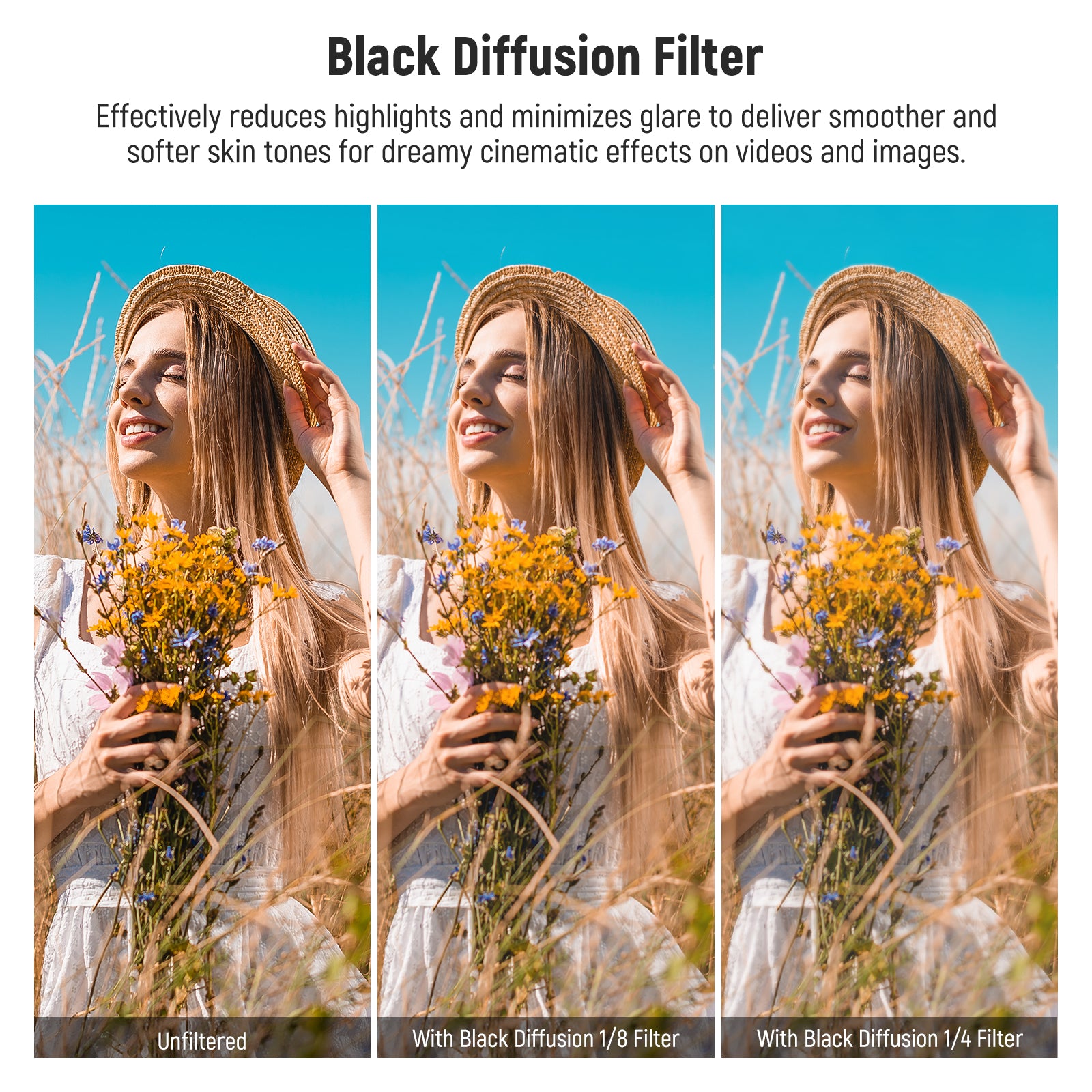 NEEWER FL B11 2-Pack Magnetic Black Diffusion Filter Set (1/4 & 1/8) for DJI Osmo Pocket 3 - Professional Video & Photography Lighting Control for Vlogging, Cinematic Shots & Content Creation