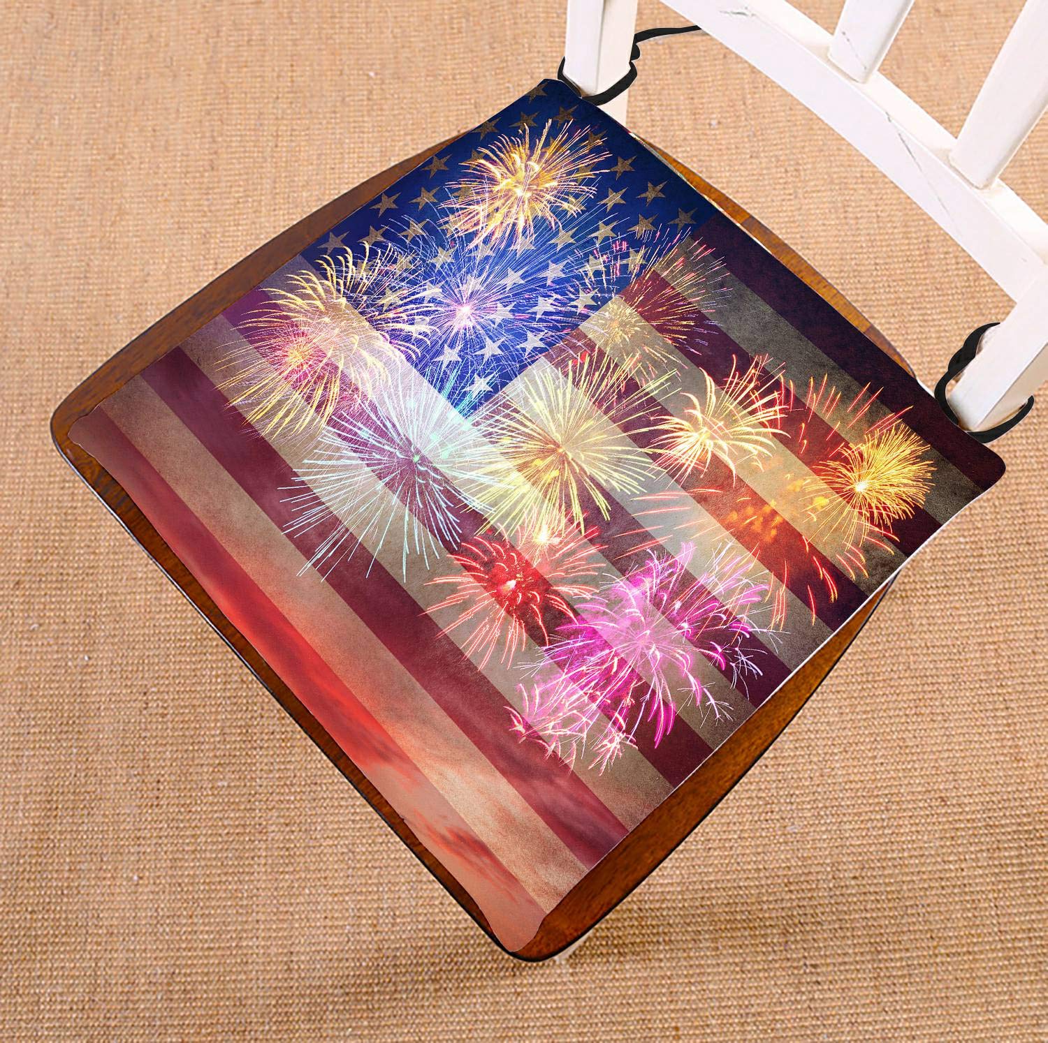 ECZJNT Patriotic Fireworks Flag - 4th of July USA Independence Day Bed Runner, 20x95 Inch Bed Scarf for Sofa, Table & Home Decor - Perfect for Parties, Celebrations & Patriotic Events
