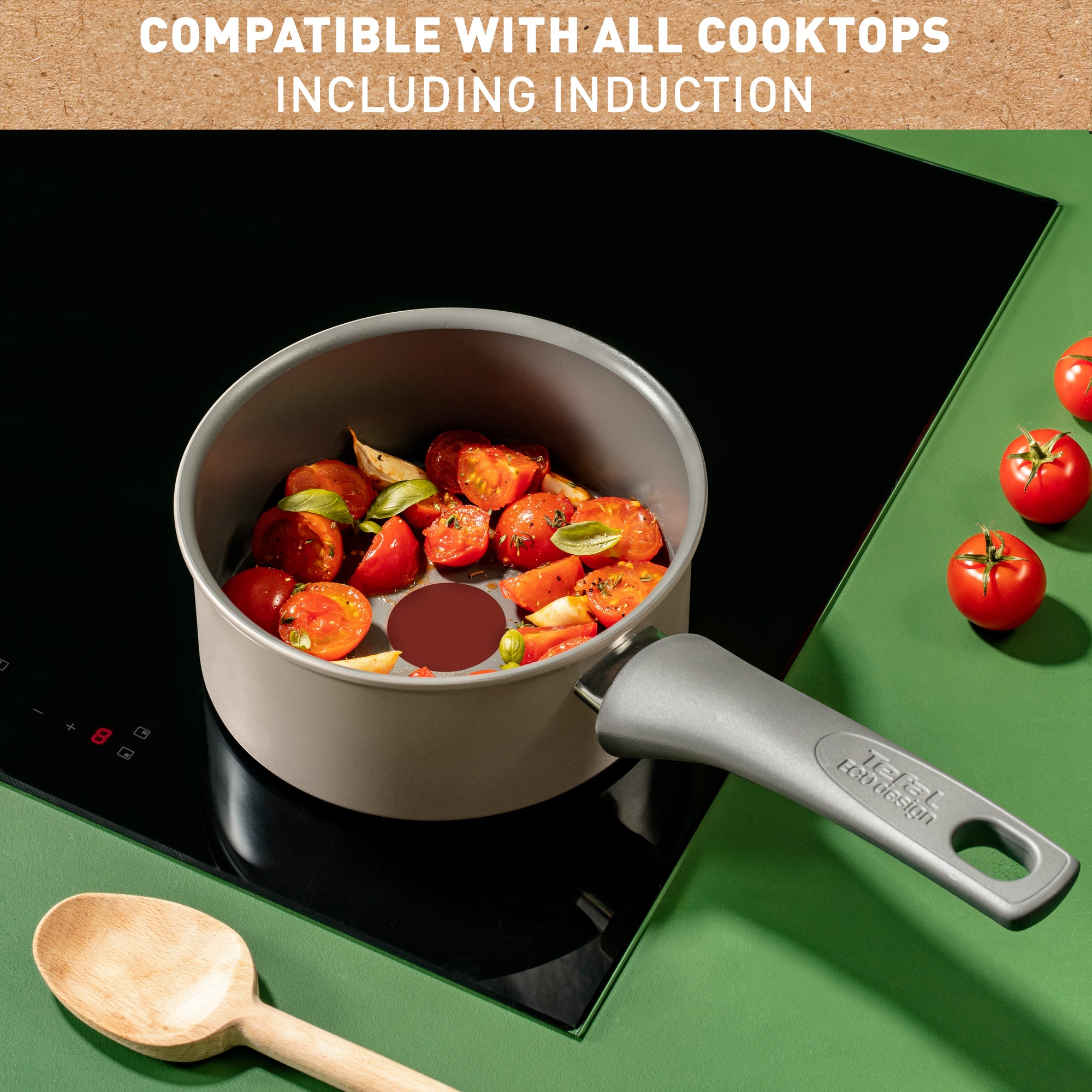 Tefal Revive Ceramic Induction Non-Stick Saucepan 18cm - 7.1 Inch Ceramic Coated Cookware for Gas, Electric & Induction Stoves - Perfect for Sauces, Stews & Everyday Cooking
