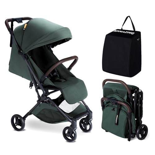 Ultra Lightweight Baby Stroller with Storage Organizer | Compact Travel Stroller for Airplane | Easy One-Hand Fold Stroller for Toddlers (11.5 lbs) - Green | Perfect for Travel, Shopping & Daily Walks