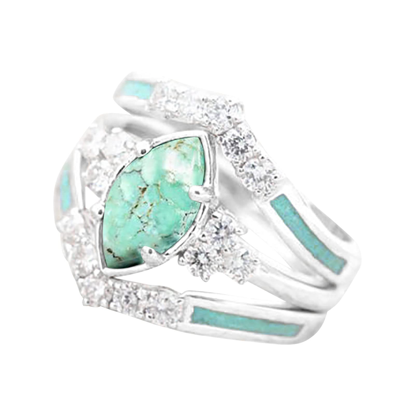Sterling Silver Natural Gemstone Rings for Women - 3 Piece Diamond Ring Set, Simple & Fashionable Jewelry, Perfect Gift for Her | Wedding, Anniversary, Birthday, Party, Everyday Wear
