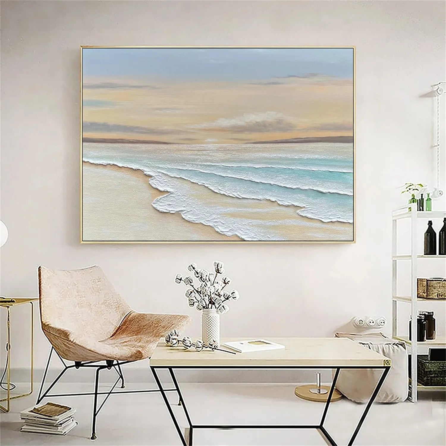 Ocean and Sky Painting #OS 161 - Handmade Canvas Wall Art for Home Decor, Office & Living Room - Coastal Landscape Artwork for Beach House & Modern Interior Design