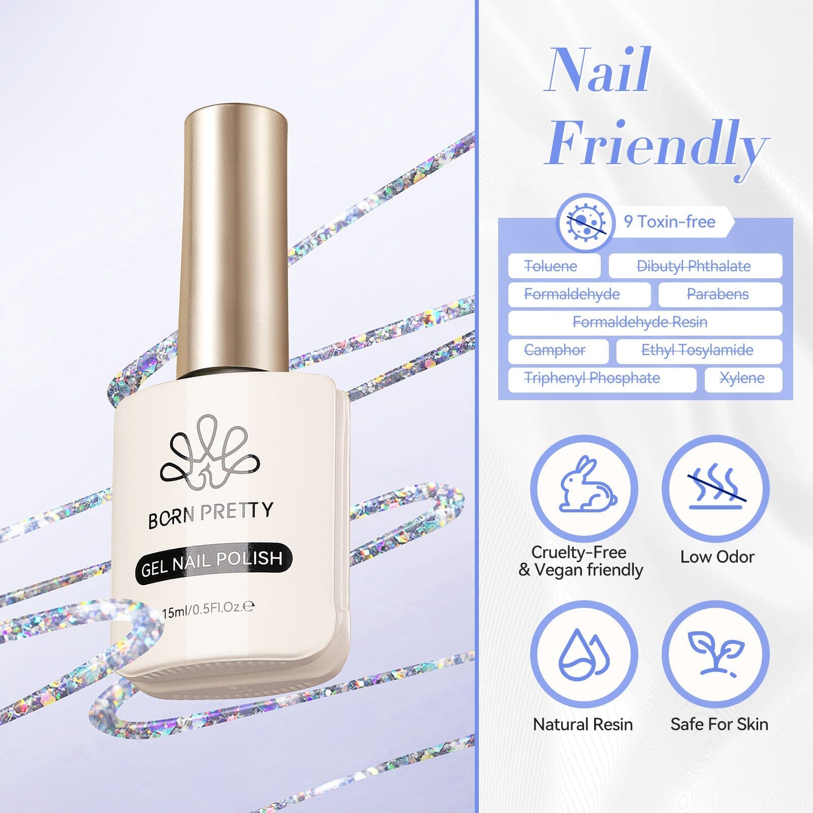 Hema Free Color Gel Polish #22 - 15ml Soak Off UV LED Nail Polish for Salon & Home Manicure - Long Lasting & Chip Resistant Nail Art Design
