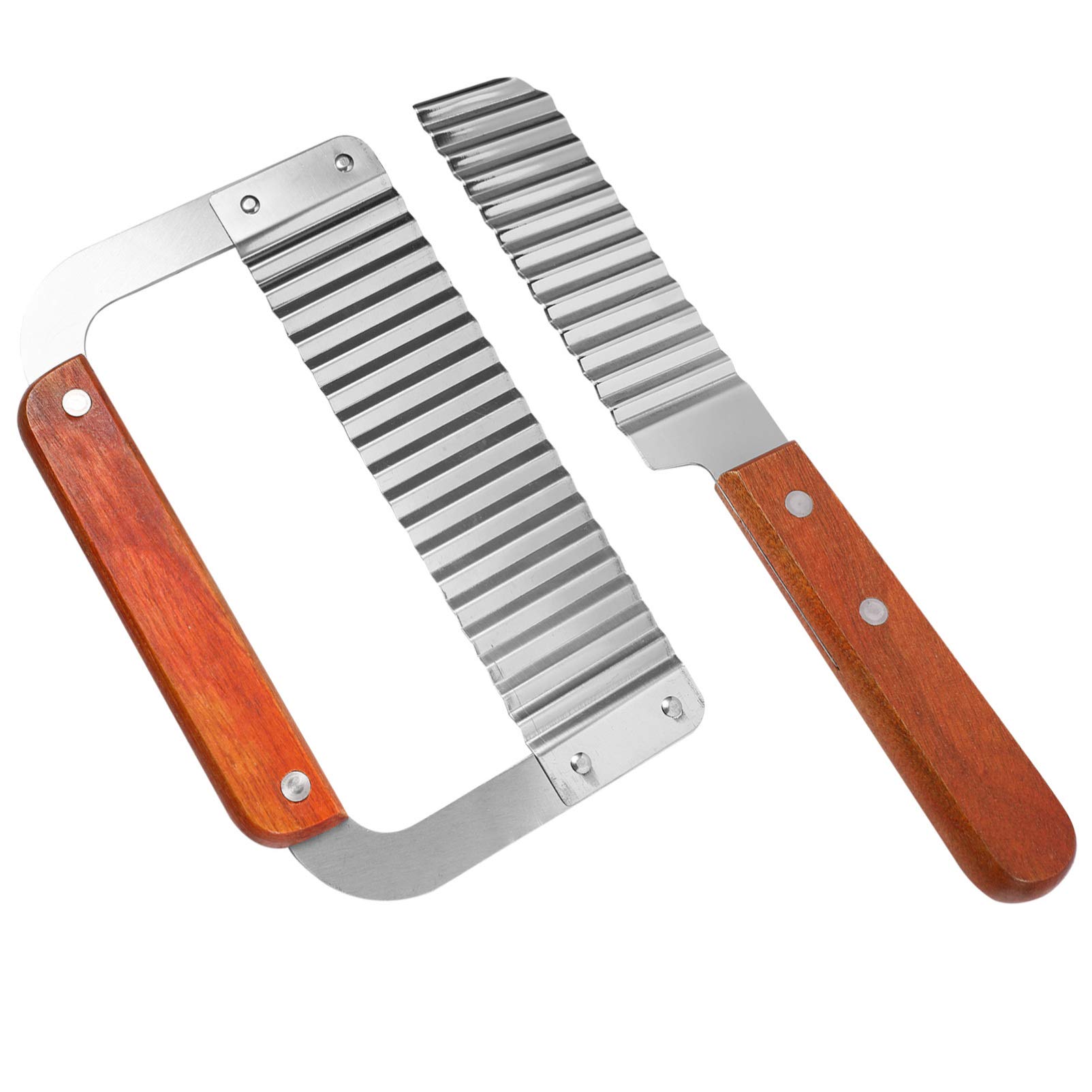 2-Pack Stainless Steel Wavy Potato Slicer - Crinkle Cut French Fry Maker for Home Kitchen, Perfect for Making Homemade Chips, Wedges & Salad Garnish