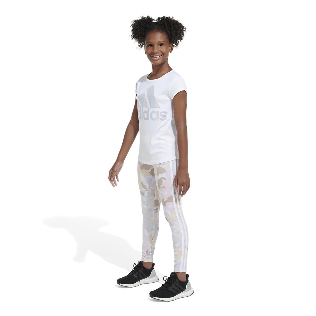 Adidas Girls' Junior All Over Print 7/8 Cotton Tights (GB9030) - Comfortable Athletic Leggings for Running, Yoga & School Activities