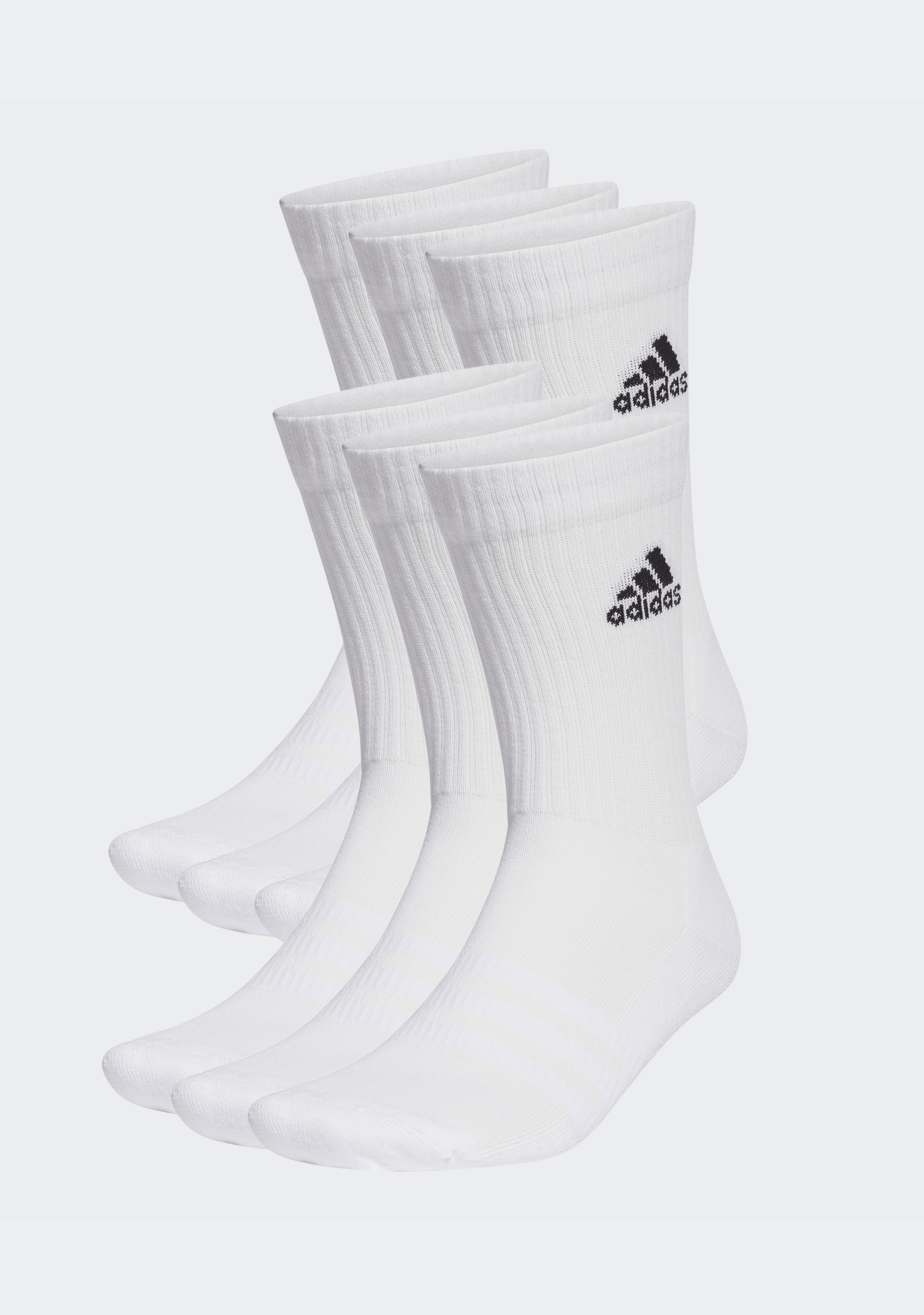 Adidas Cushioned Athletic Crew Socks - 6 Pack White - Comfortable Sports Socks for Running, Gym & Everyday Wear