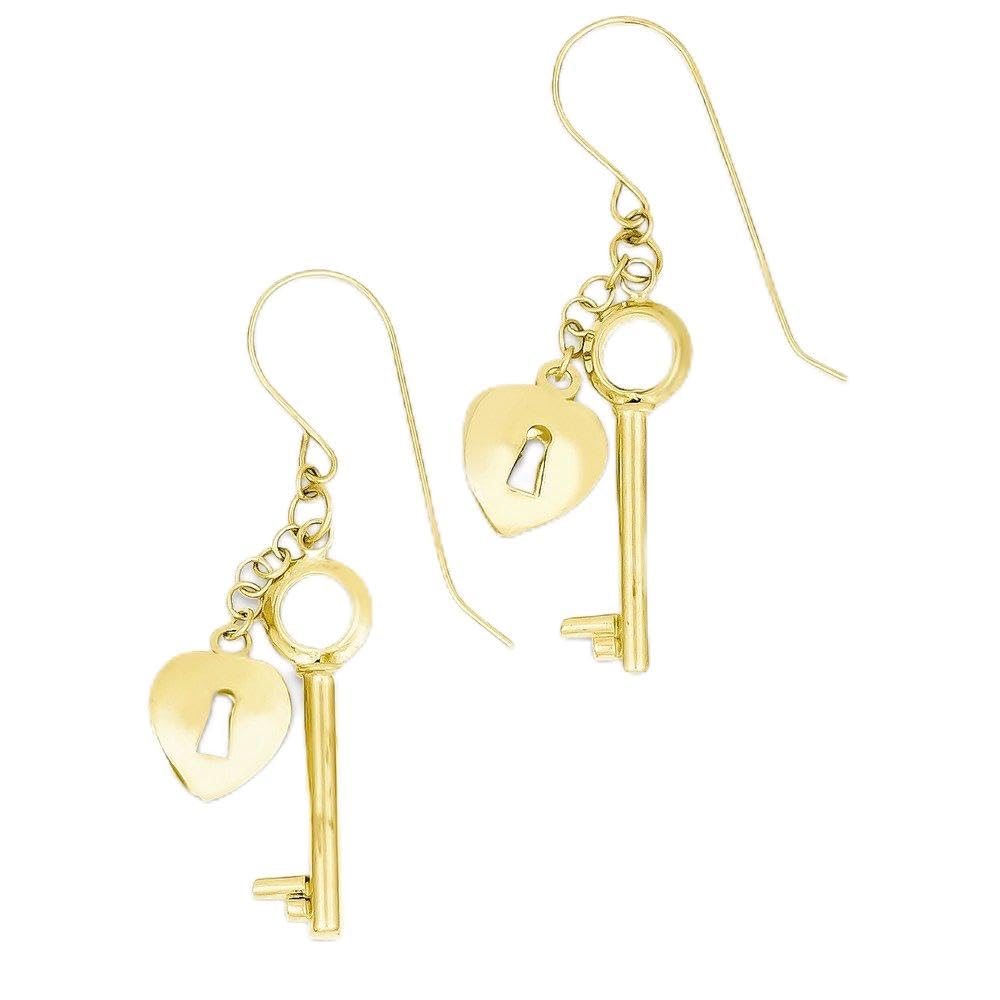 14K Gold Puff Heart Lock and Key Earrings for Women - Dainty Valentine's Day Gift, Anniversary Jewelry - Perfect for Romantic Dates, Weddings & Special Occasions