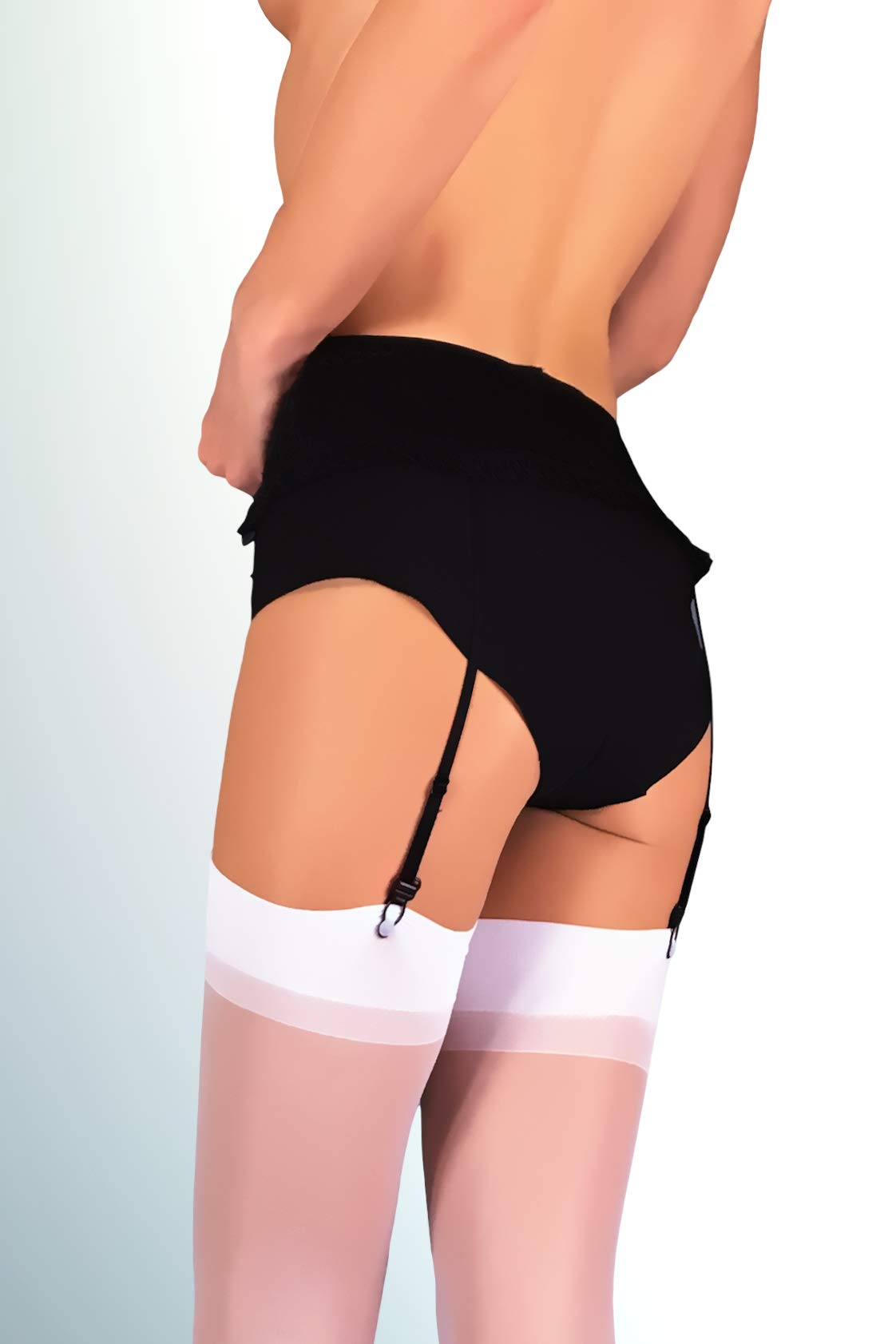 Mila Marutti Women's Sheer Thigh High Stockings for Garter Belts | Sexy Lingerie Tights - Made in EU | Perfect for Date Night, Bridal Wear & Boudoir Photography