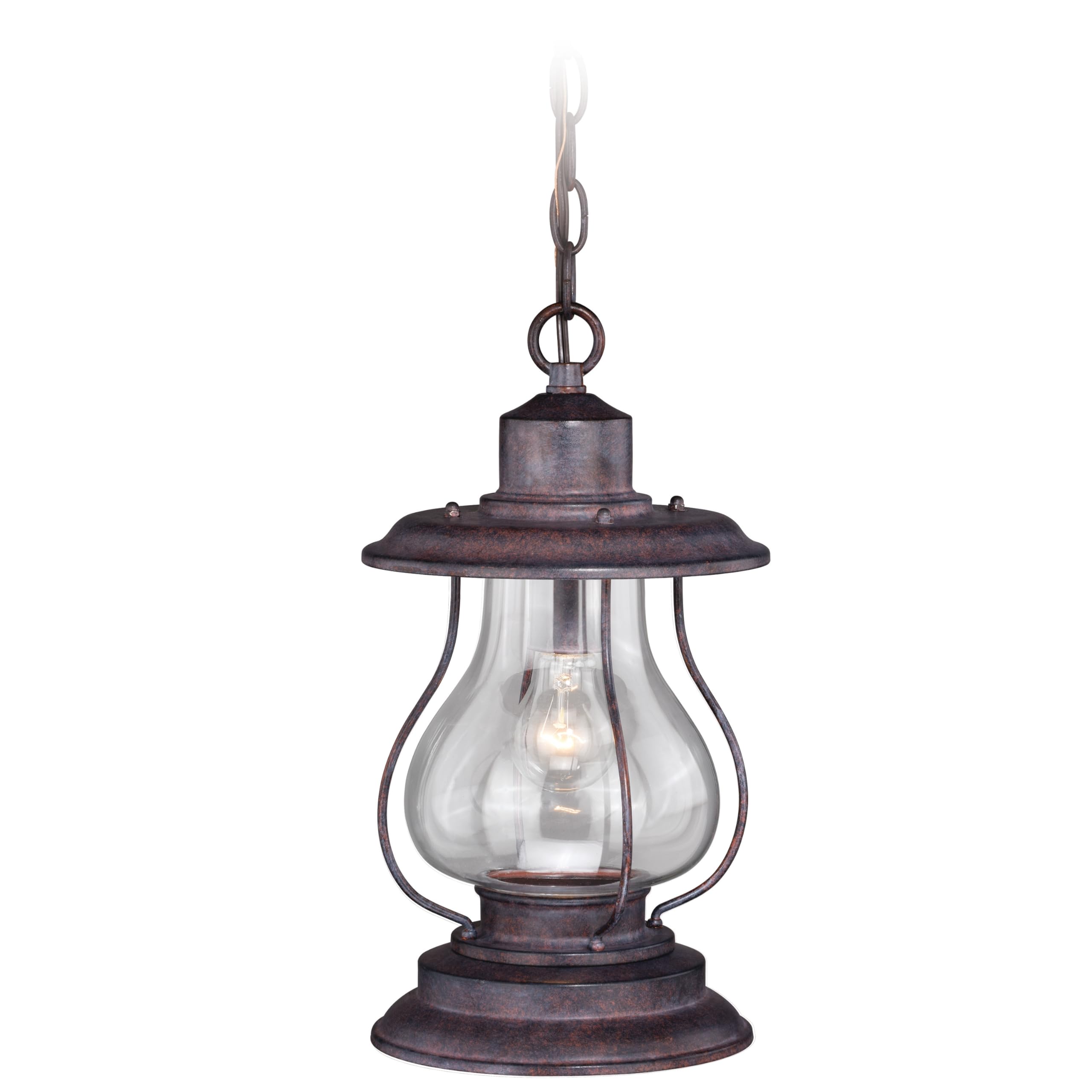 VAXCEL Dockside 1-Light Bronze Coastal Outdoor Lantern Pendant with Clear Glass - Perfect for Porch, Patio, and Beach House Lighting