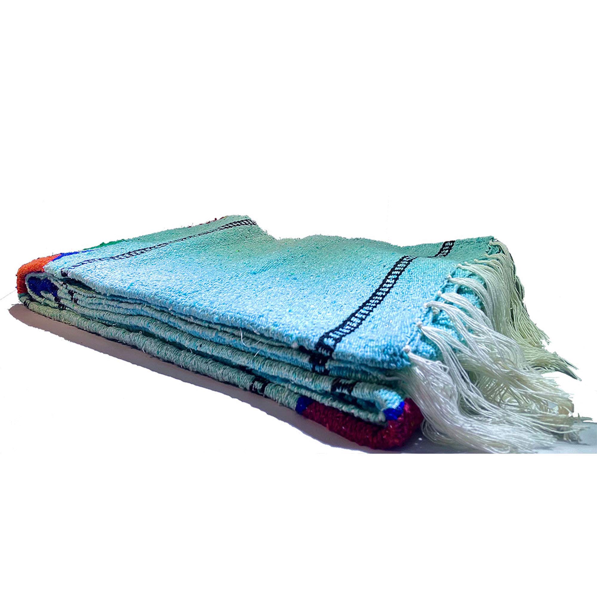 Handwoven Mexican Serape Blanket - Reversible Yoga Mat, Camping & Beach Throw, Picnic Blanket - Boho Home Decor & Car Accessory (Fish/Ice Design) - Perfect for Outdoor Adventures, Cozy Home Use & Travel