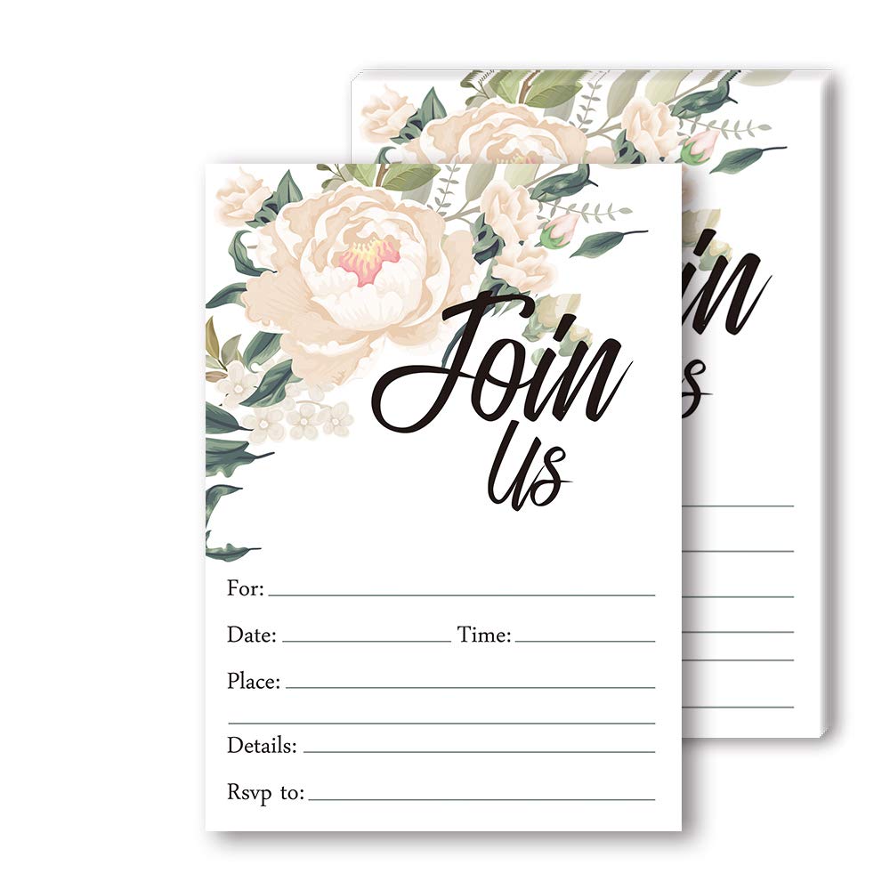 Elegant Watercolor Floral Fill-In Invitation Cards (5