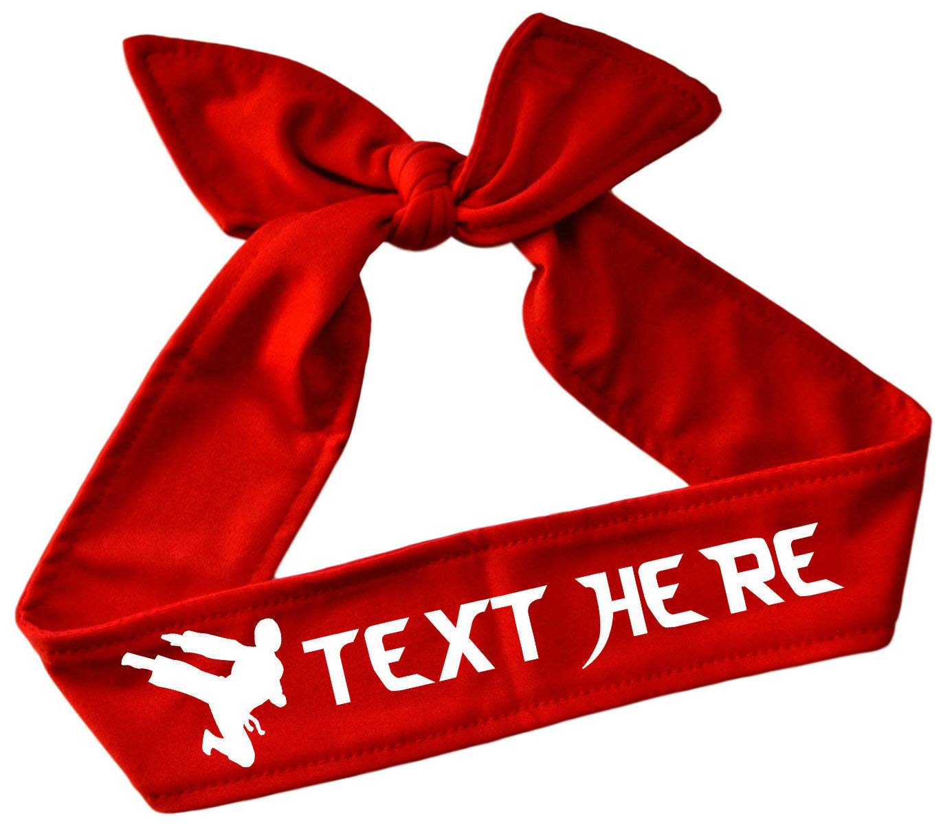 Personalized Martial Arts Headband with Kicking Silhouette - Custom Taekwondo Tie Back Hairband for Women & Girls - Perfect for Training, Competitions & Gifts