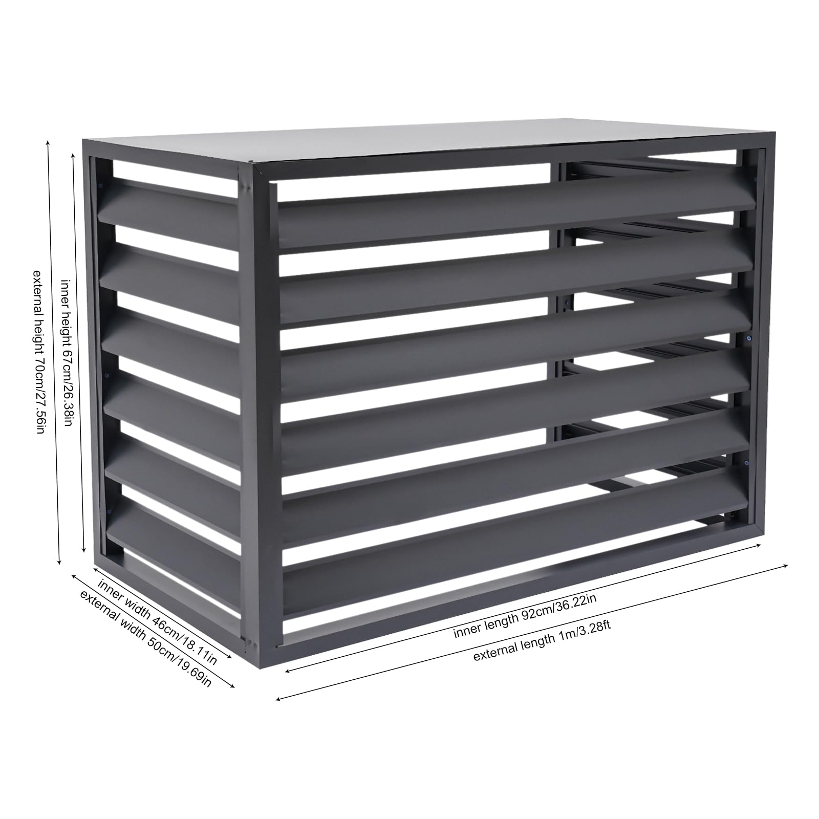 Outdoor AC Privacy Screen Fence Panel - Aluminum Alloy Air Conditioner Cover for Freestanding Units - Weatherproof Dark Grey AC Fence for Backyard, Patio & Deck Privacy Protection