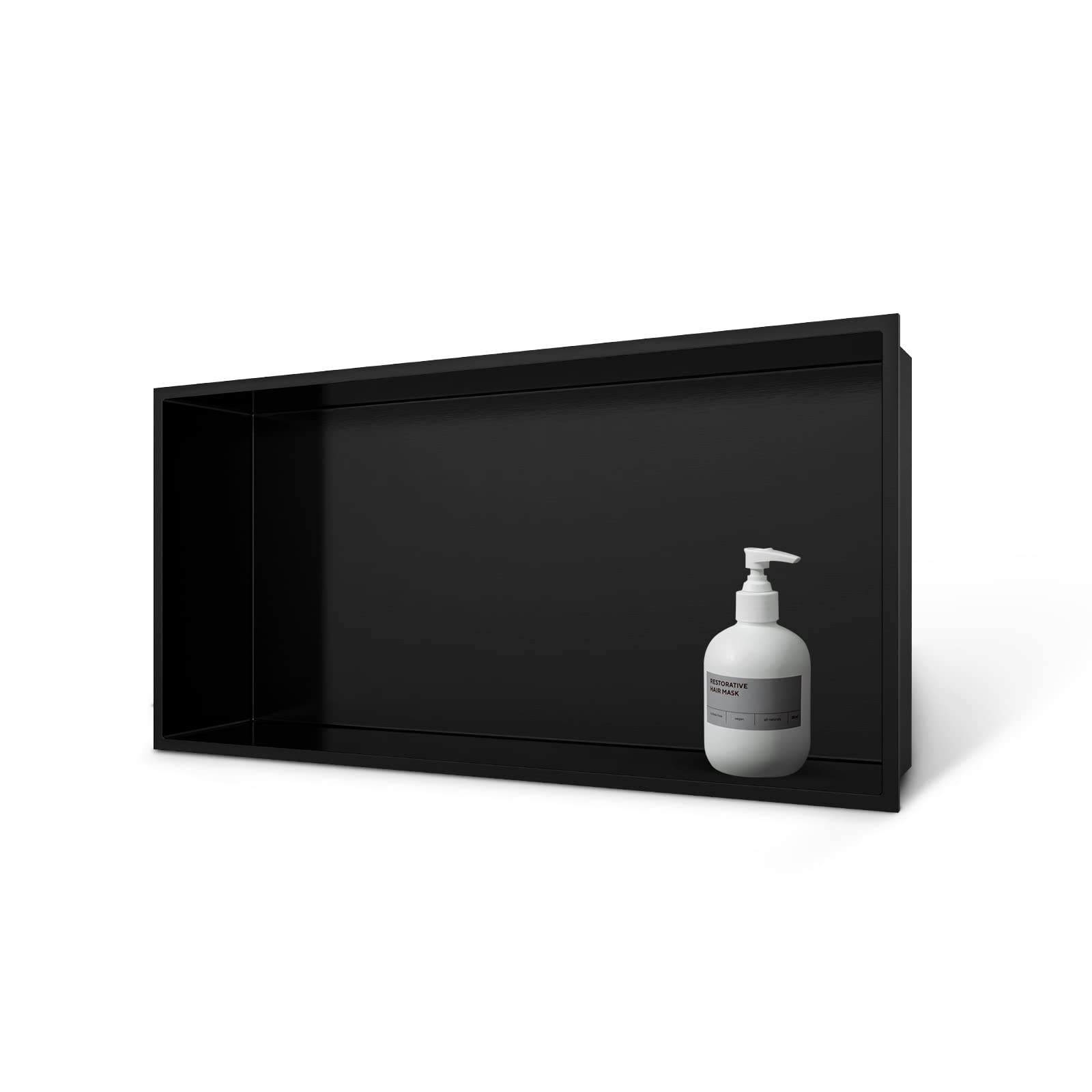 Stainless Steel Shower Niche 24x12 Inch - No Tiling Required Bathroom Storage Organizer - Matte Black Recessed Wall Shelf for Shampoo, Soap & Bath Essentials