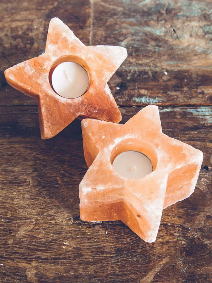 Himalayan Salt Tealight Candle Holder for Yoga Studio - Natural Star Shape for Meditation, Relaxation & Home Decor - Perfect for Spa, Bedroom & Gift Giving