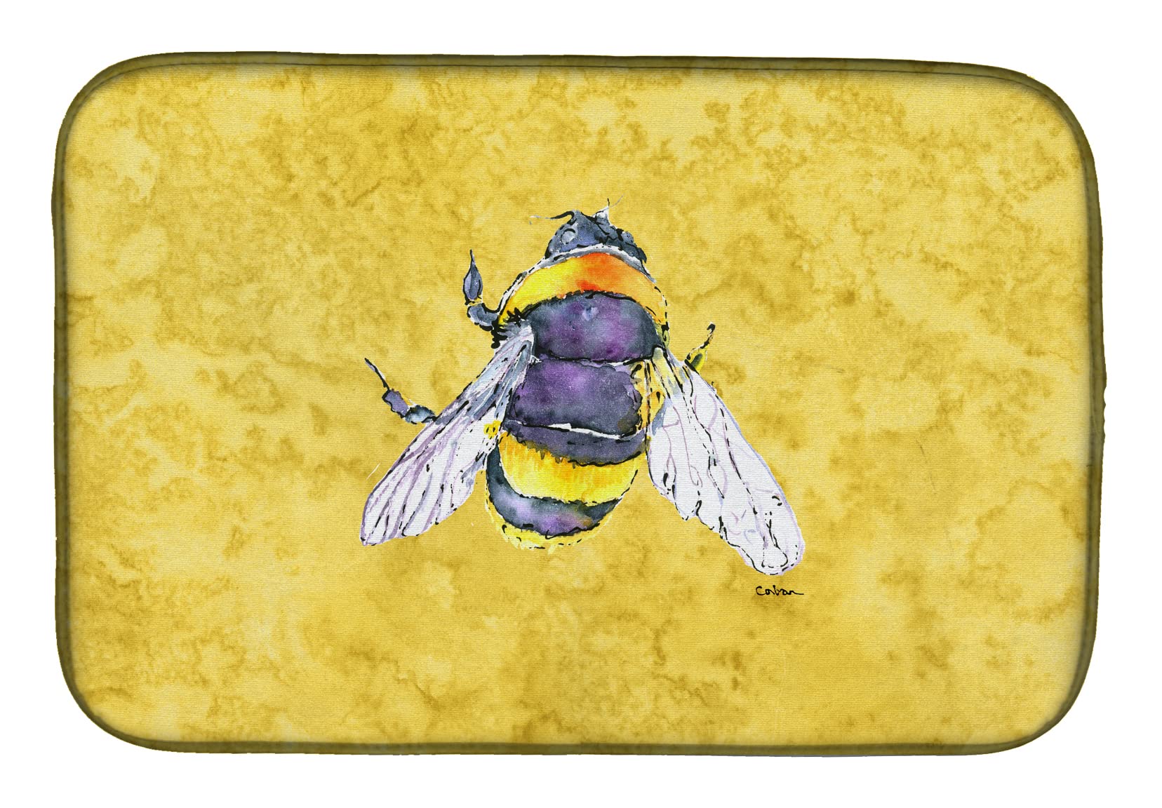 Caroline's Treasures 8852DDM Bee Design Absorbent Kitchen Dish Drying Mat - 14 x 21 Inch Multicolor Countertop Pad for Dishes, Utensils & Glassware | Perfect for Kitchen Counter, Sink Area & Dining Table Decor