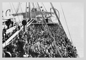 Immigrants on Deck Fine Art Canvas Print - 20x30 Inches Wall Decor for Living Room, Office & Gallery - Vintage Historical Photo Reproduction