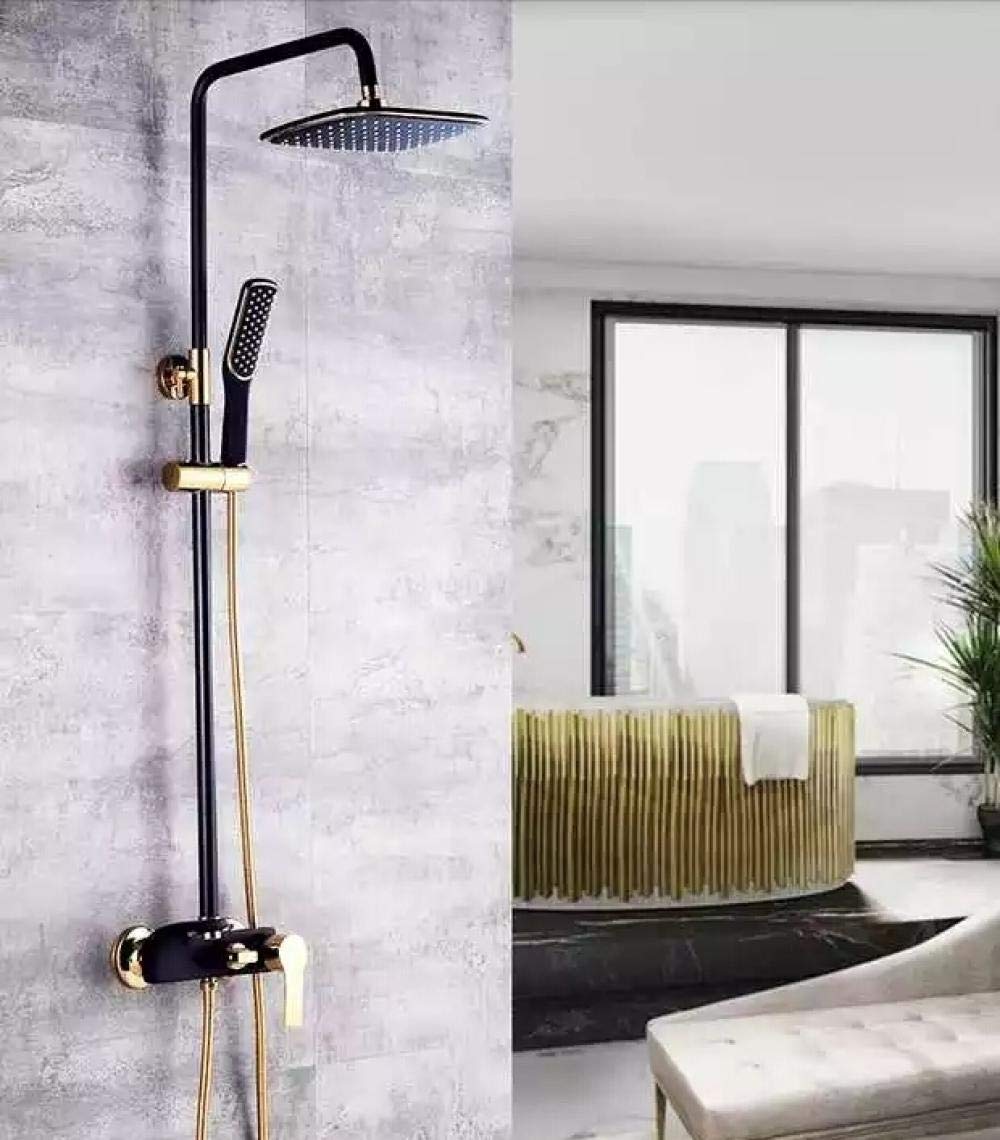 Gold & Bronze Black Shower Faucet Kit - High-End Toilet & Bathtub Faucet Set for Modern Bathroom Decor | Perfect Housewarming Gift for New Homeowners | Ideal for Bathroom Renovation & Spa-Like Shower Experience