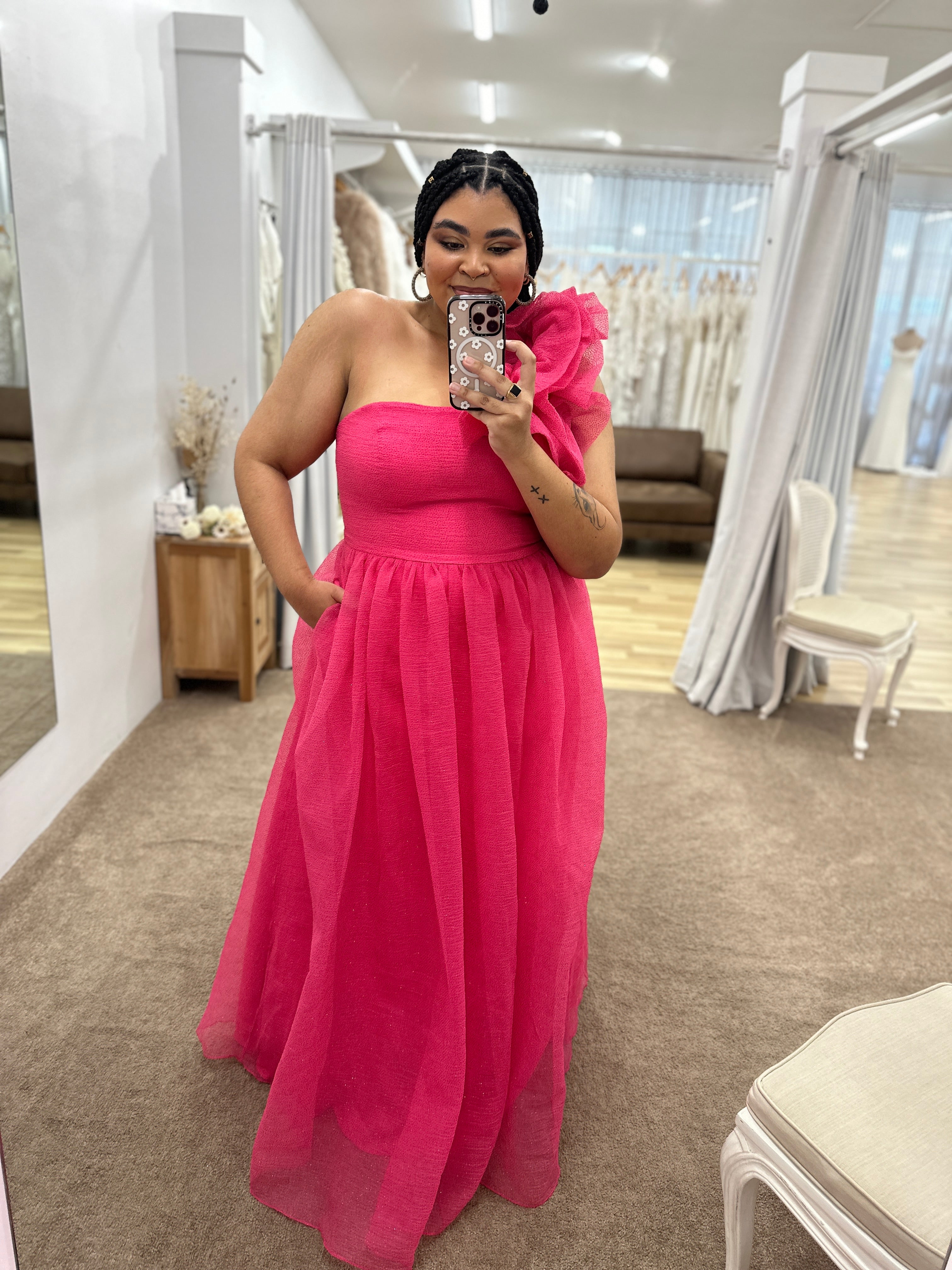 Corena Elegant One Shoulder Ruffle Ball Gown for Prom, Wedding & Formal Events - Perfect for Evening Galas, Bridal Showers & Special Occasions