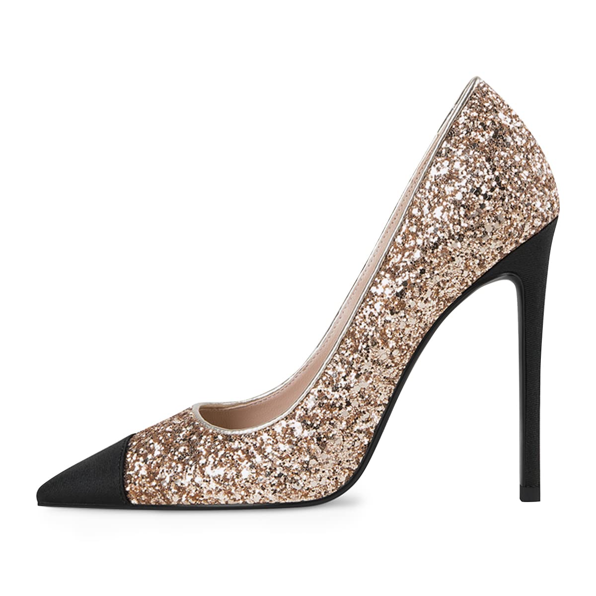 XYD Women's Sparkly Glitter Stilettos - Pointed Toe Slip On High Heel Pumps for Wedding, Prom, Party & Evening Dress Shoes | Elegant & Sexy Women's Fashion Heels for Special Occasions