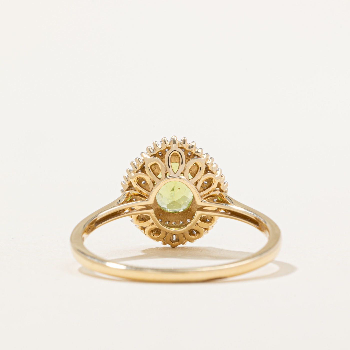 Peridot & Diamond Halo Ring - 1.10ct Green Peridot with 0.30ctw Diamond Accents - Size 10.5 - Elegant Birthstone Jewelry for August, Anniversary & Special Occasion Gifts