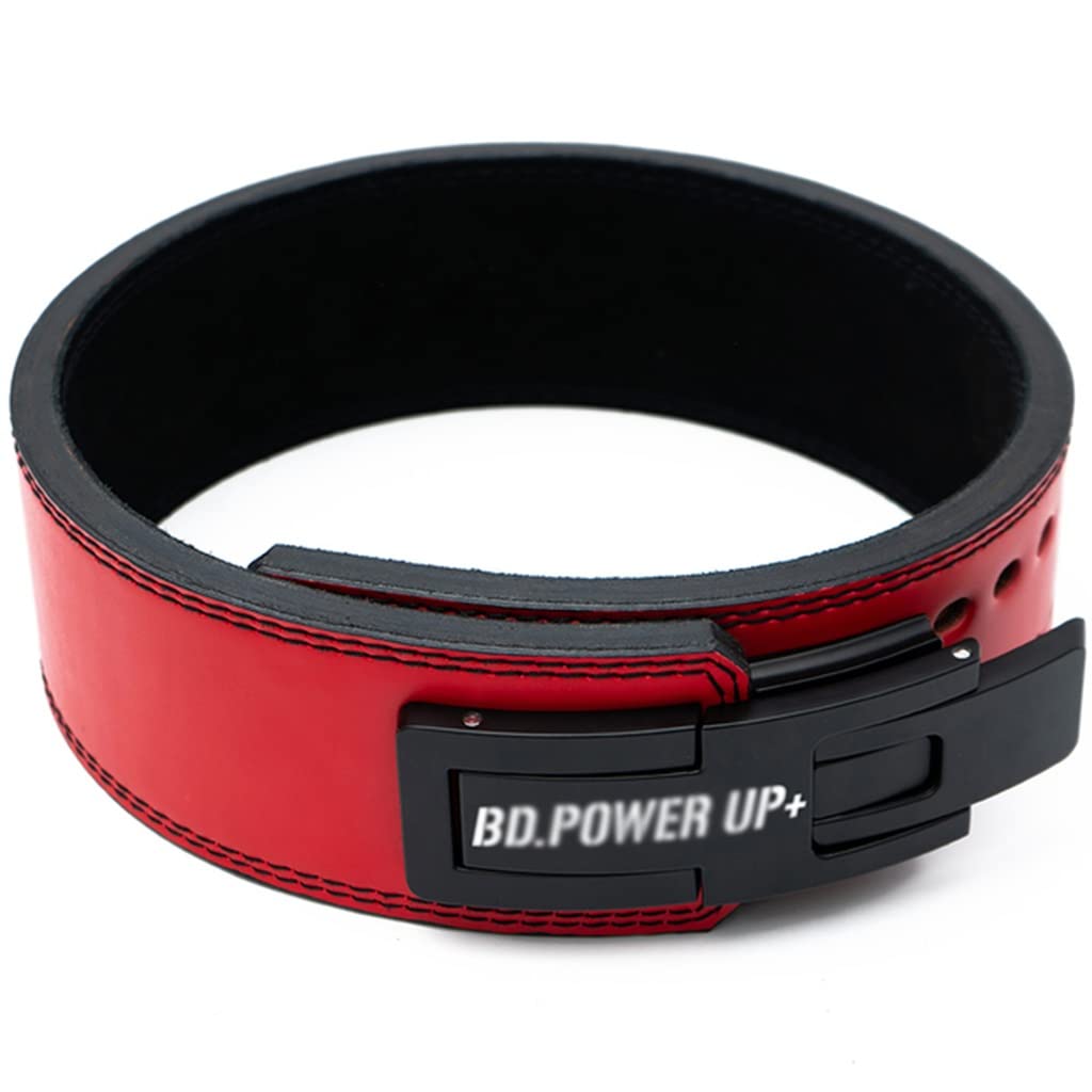 Leather Weightlifting Belt for Strength Training - Heavy Duty Dipping Belt with Back Support for Deadlifts, Powerlifting & Gym Workouts (Red, 112cm) - Perfect for Home Gym & CrossFit Training