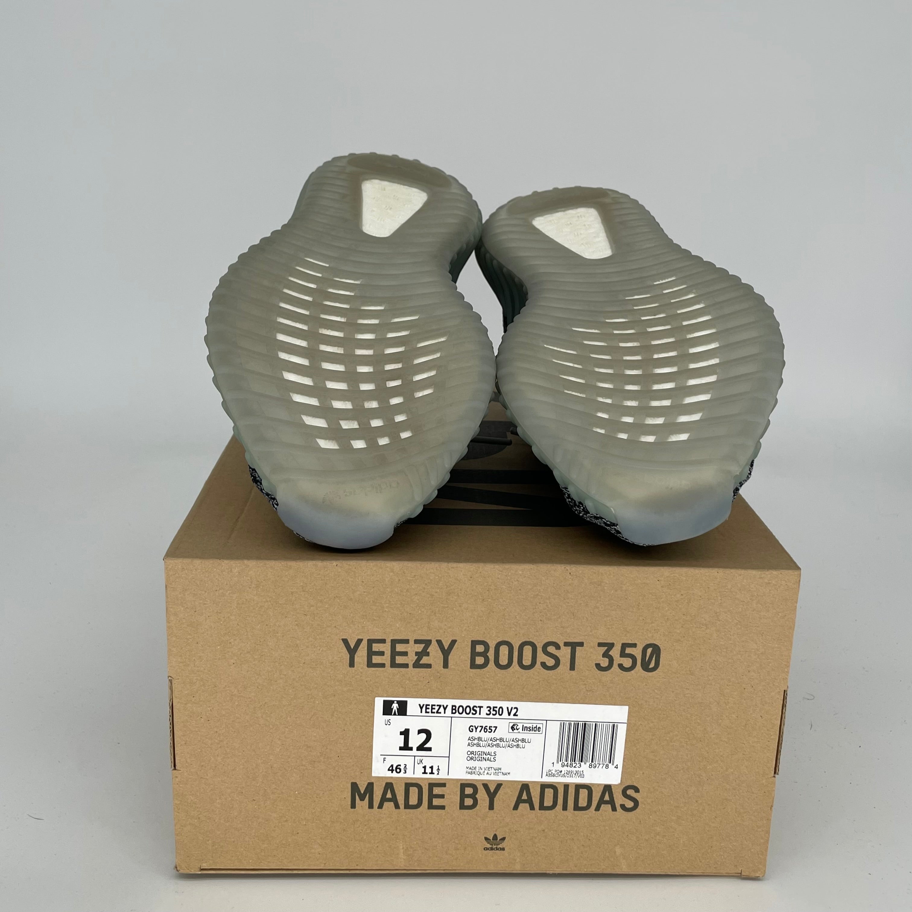 Adidas Yeezy Boost 350 V2 Ash Blue Sneakers - Men's Size 12 (GY7657) | Comfortable Running Shoes for Casual Wear & Gym Workouts