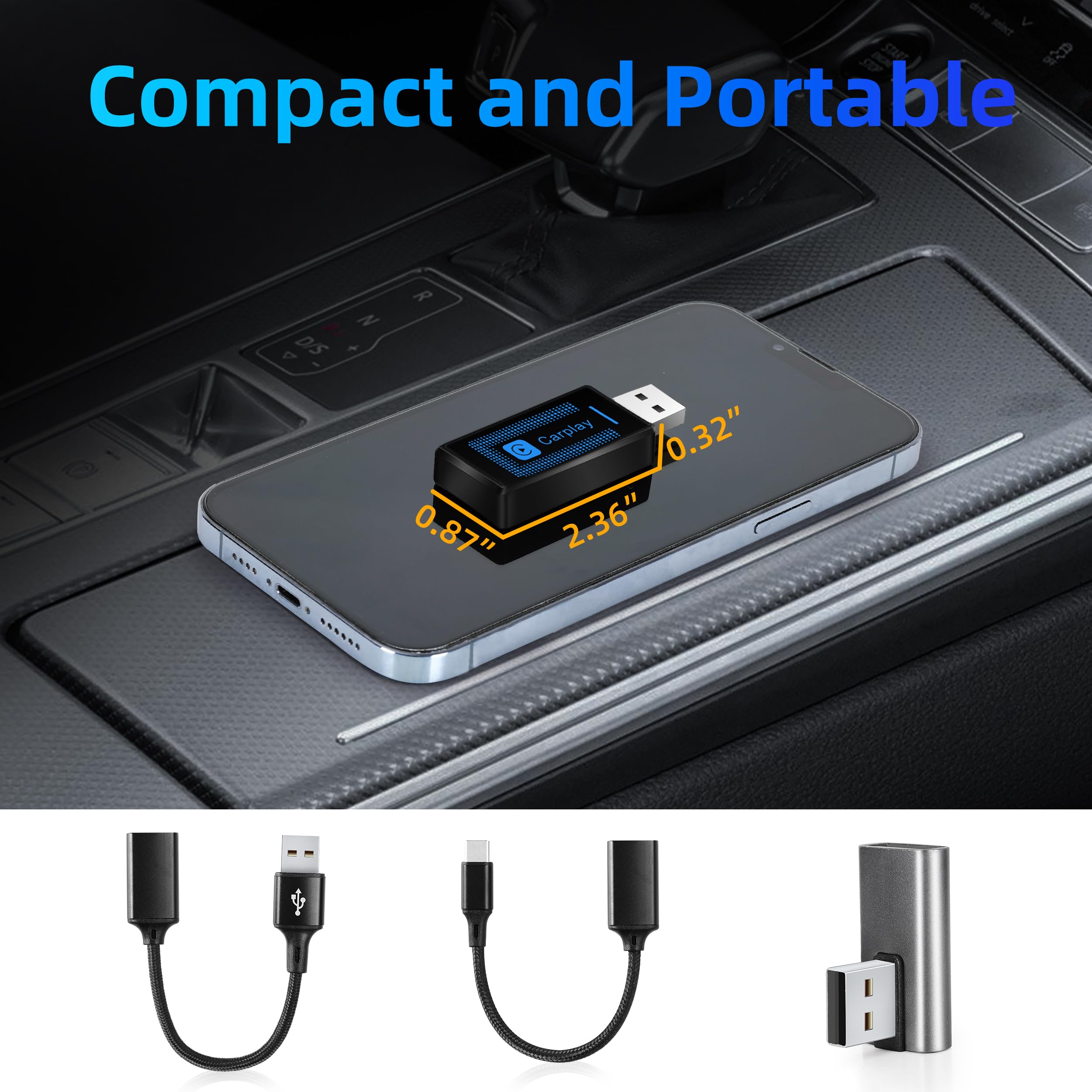 2024 Upgraded Wireless CarPlay Adapter for iPhone - Plug & Play USB CarPlay Dongle - Compatible with 2016+ Cars & iOS 10+ iPhones (CLZ121-1) - Perfect for Hands-Free Driving, Music Streaming & GPS Navigation