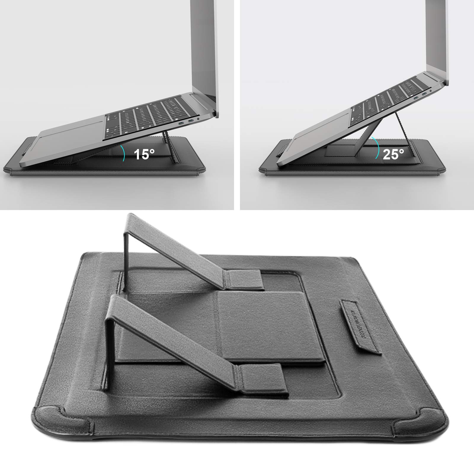 Nillkin 15.6 Inch Laptop Sleeve for MacBook Air M4/Pro 16, HP, Dell, Asus - Protective Case with Built-in Stand & Mouse Pad, 2 Adjustable Angles, Slim Design - Perfect for Work, Travel & School (Gray)