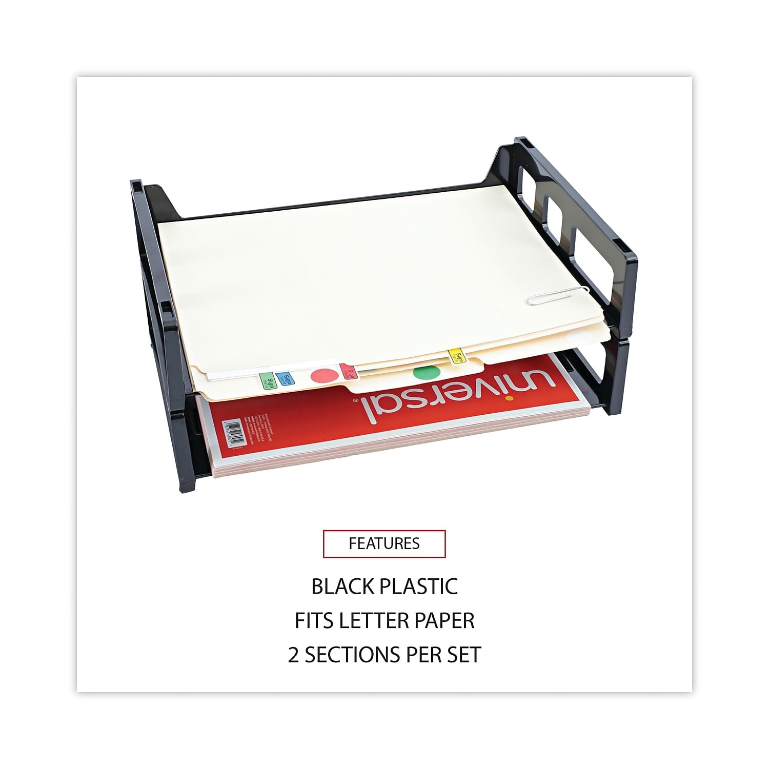 UNV08100 Universal Side Load Letter Desk Tray - Black - Organize Mail, Documents & Office Supplies - Perfect for Home, Office & Workspace Organization