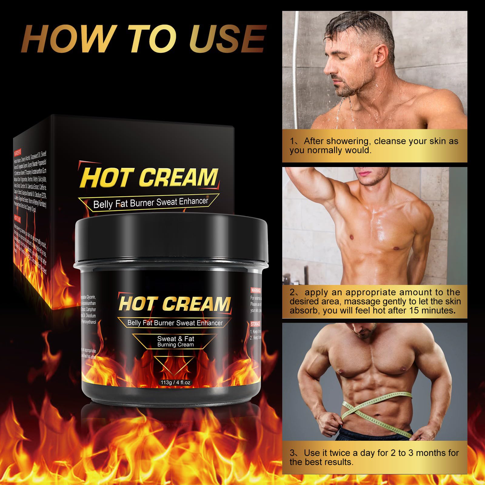 REBODUM Hot Sweat Cream - Natural Fat Burning Cream for Belly & Weight Loss | Cellulite Treatment for Thighs, Legs, Abdomen, Arms & Buttocks | Workout Enhancer for Women & Men | Perfect for Post-Workout Recovery & Body Sculpting