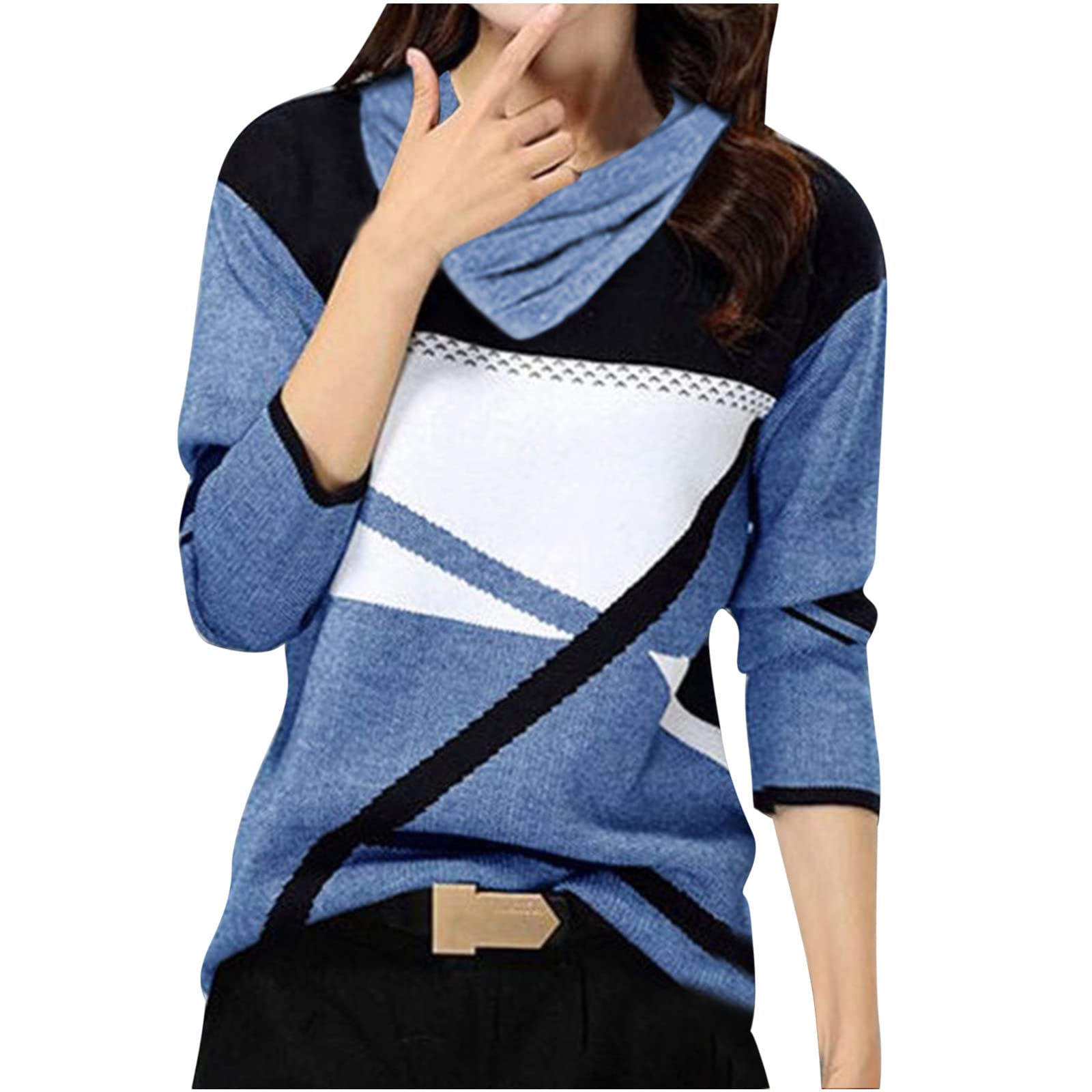 Women's Long Sleeve V-Neck Blouse - Casual Tunic Top with Folded Collar #480 for Work, Date Night & Everyday Wear
